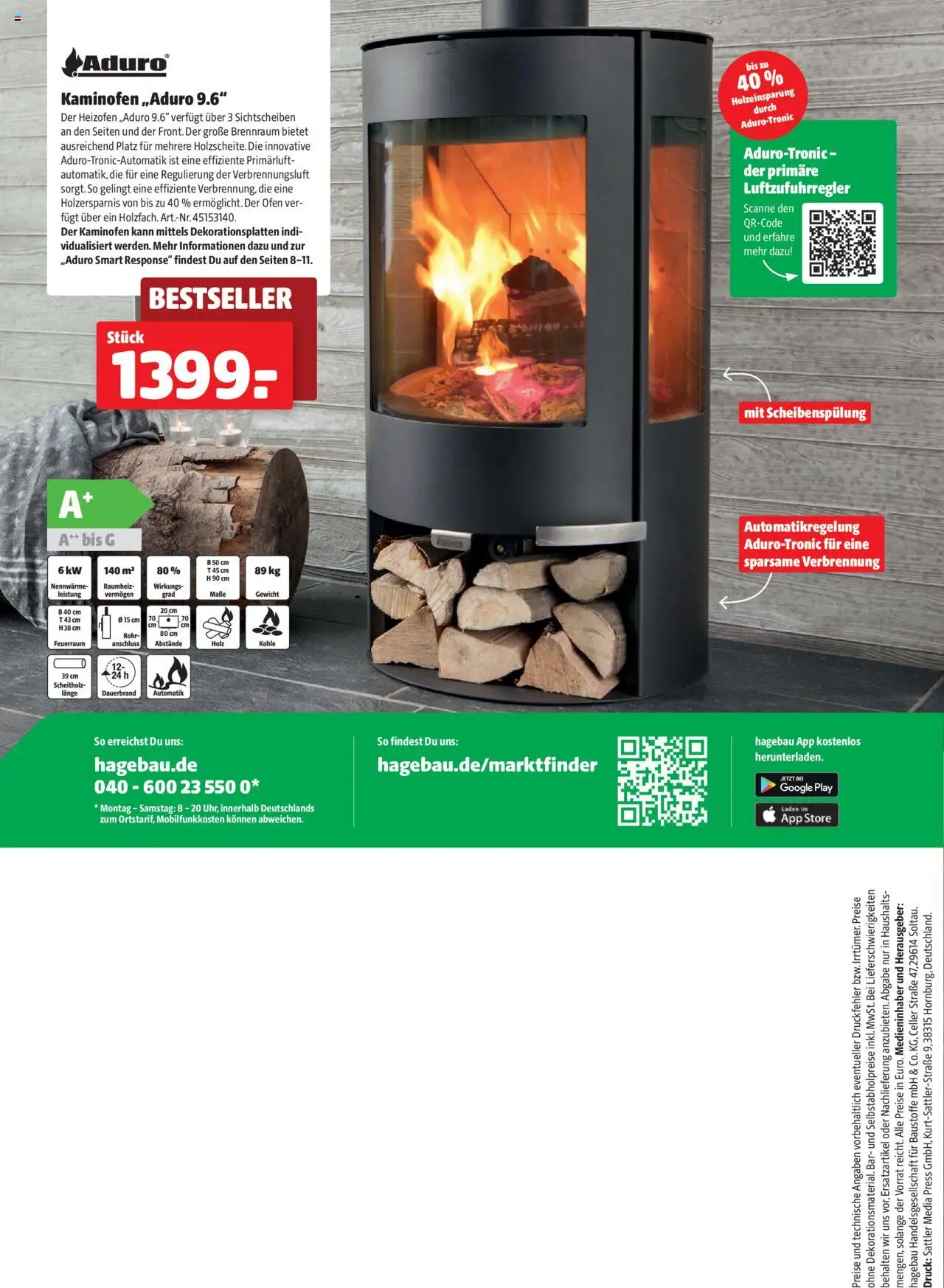 Hagebau Kaminöfen – gültig ab 07.07.2025 | Seite: 40 | Produkte: Ofen, Gewicht, Kaminofen