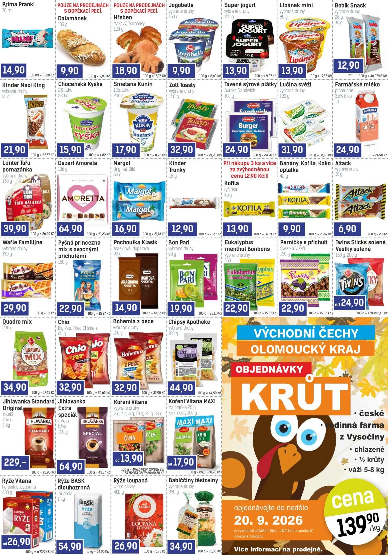 Konzum leták od 12.08.2026 | Strana: 2 | Produkty: Mléko, Těstoviny, Smetana, Dalamánek