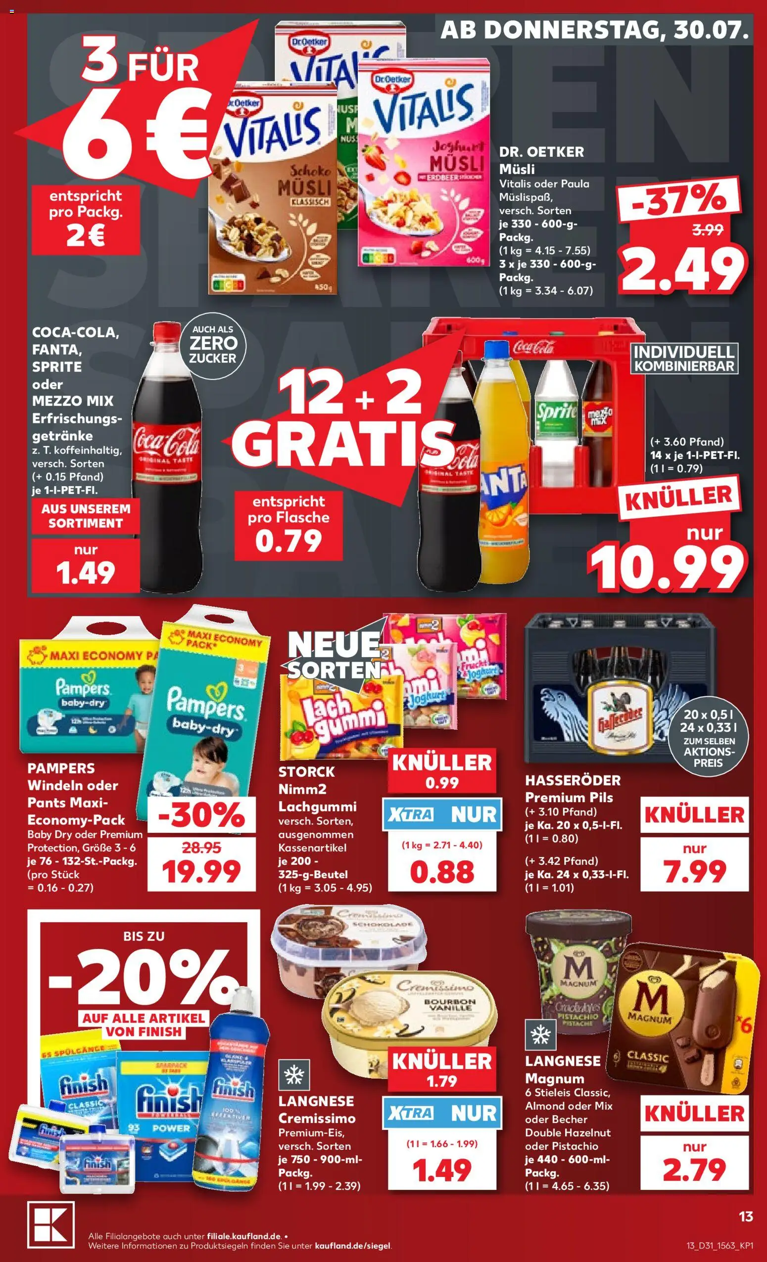 Kaufland Prospekt Hamburg – gültig ab 30.07.2026 | Seite: 13 | Produkte: Cremissimo, Sprite, Joghurt, Oder mezzo mix