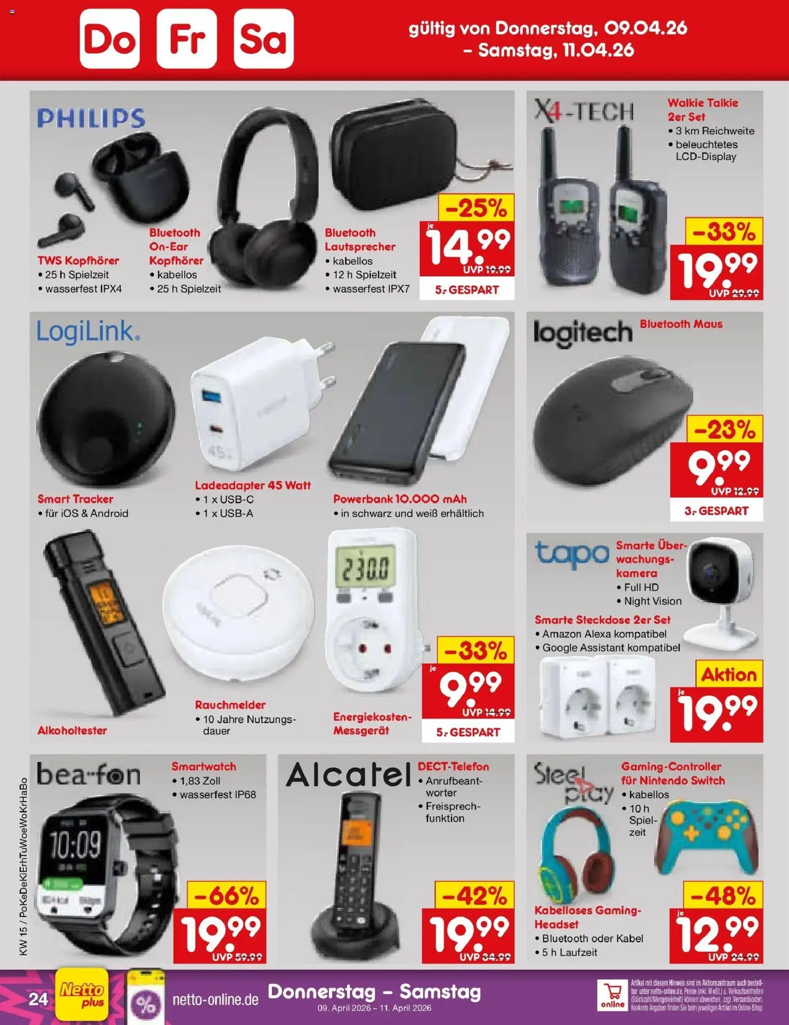 Netto Marken-Discount Prospekt München	 – gültig ab 07.04.2026 | Seite: 38 | Produkte: Spiel, Philips, Smartwatch, Kopfhörer