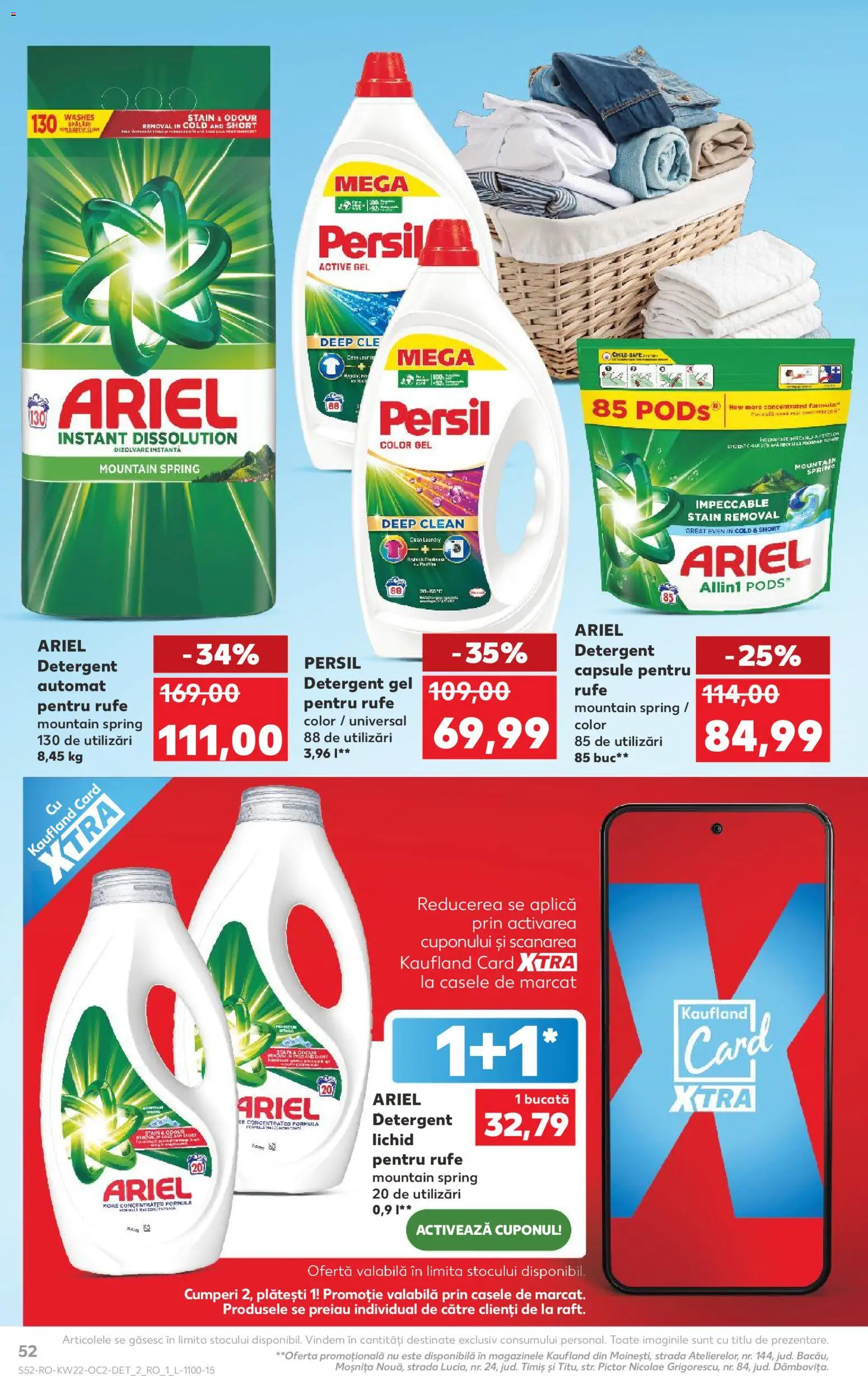 Kaufland RO akciós ujság - amely érvényes a következő dátumtól: 27.05.2026 | Oldal: 52 | Termékek: Ariel, Persil