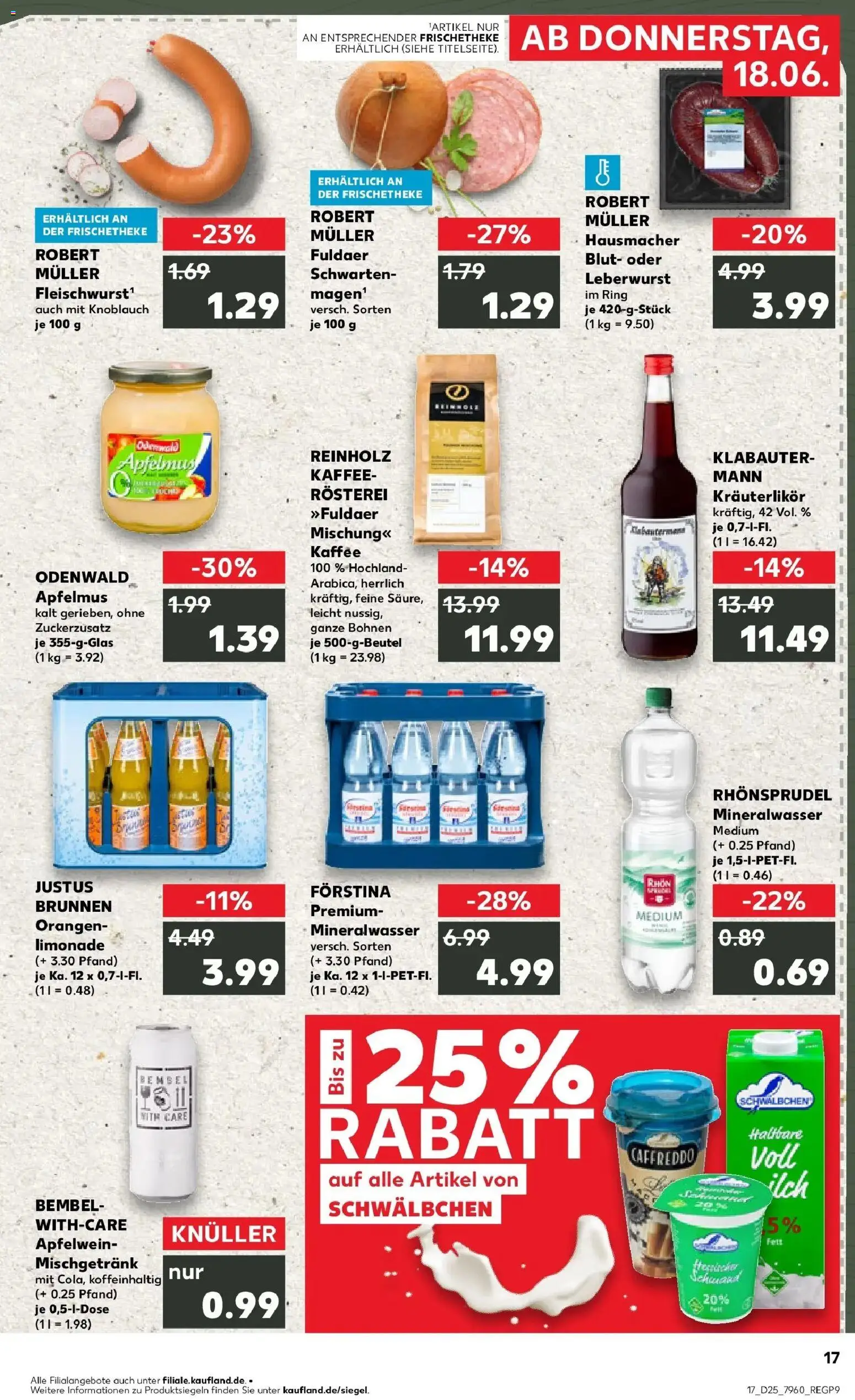 Kaufland Prospekt Fulda – gültig ab 18.06.2026 | Seite: 17 | Produkte: Limonade, Mineralwasser, Knoblauch, Rhonsprudel