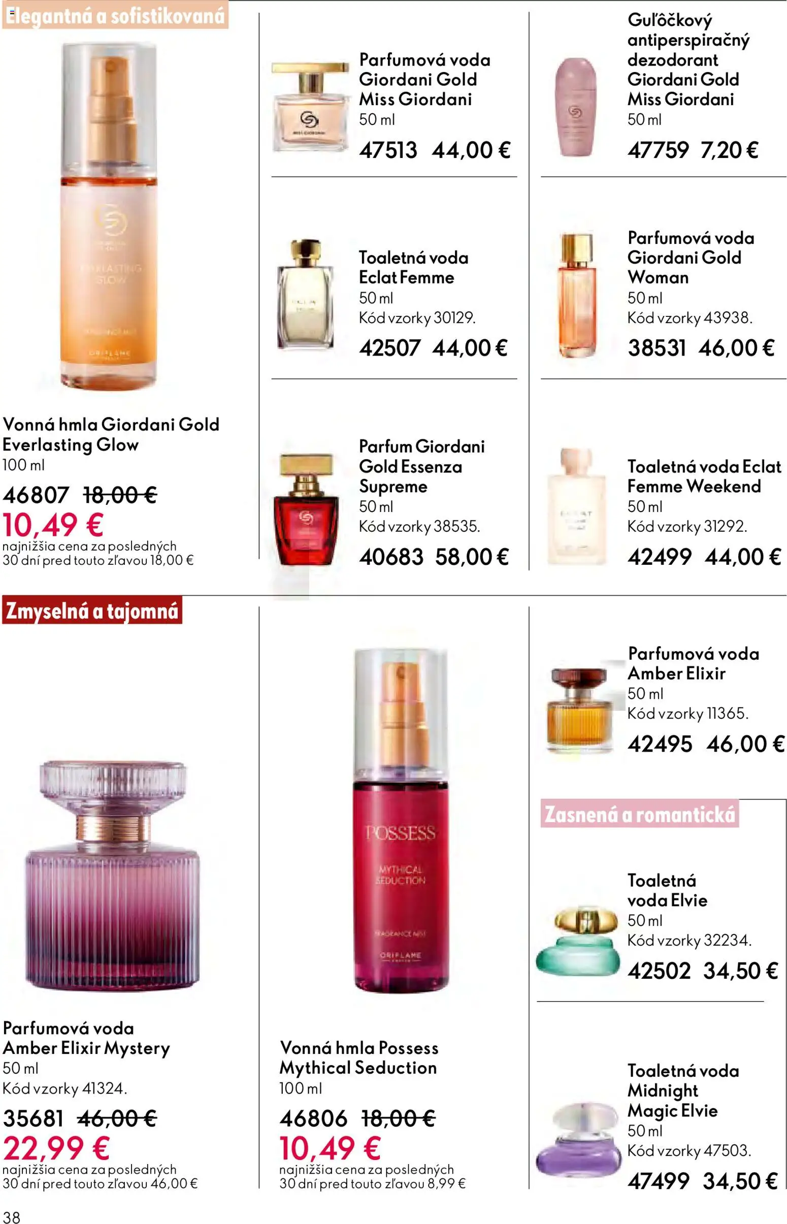 Nové Oriflame akcie – leták je platný od 27.05.2026 | Strana: 38 | Produkty: Toaletná voda, Dezodorant, Voda
