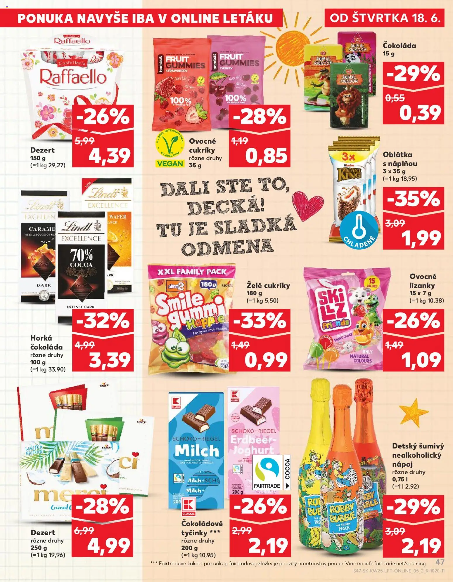 Nové Kaufland akcie – leták je platný od 18.06.2026 | Strana: 47 | Produkty: Lindt, Merci, Čokoláda, Cukríky