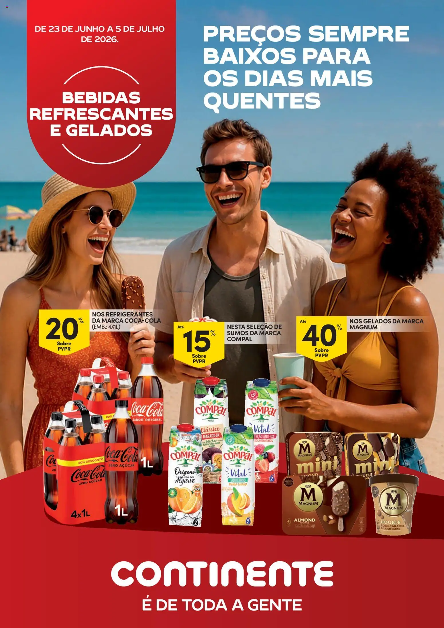 Continente Bebidas Refrescantes e Gelados │ válido de 23/06/2026 | Página: 1 | Produtos: Açúcar