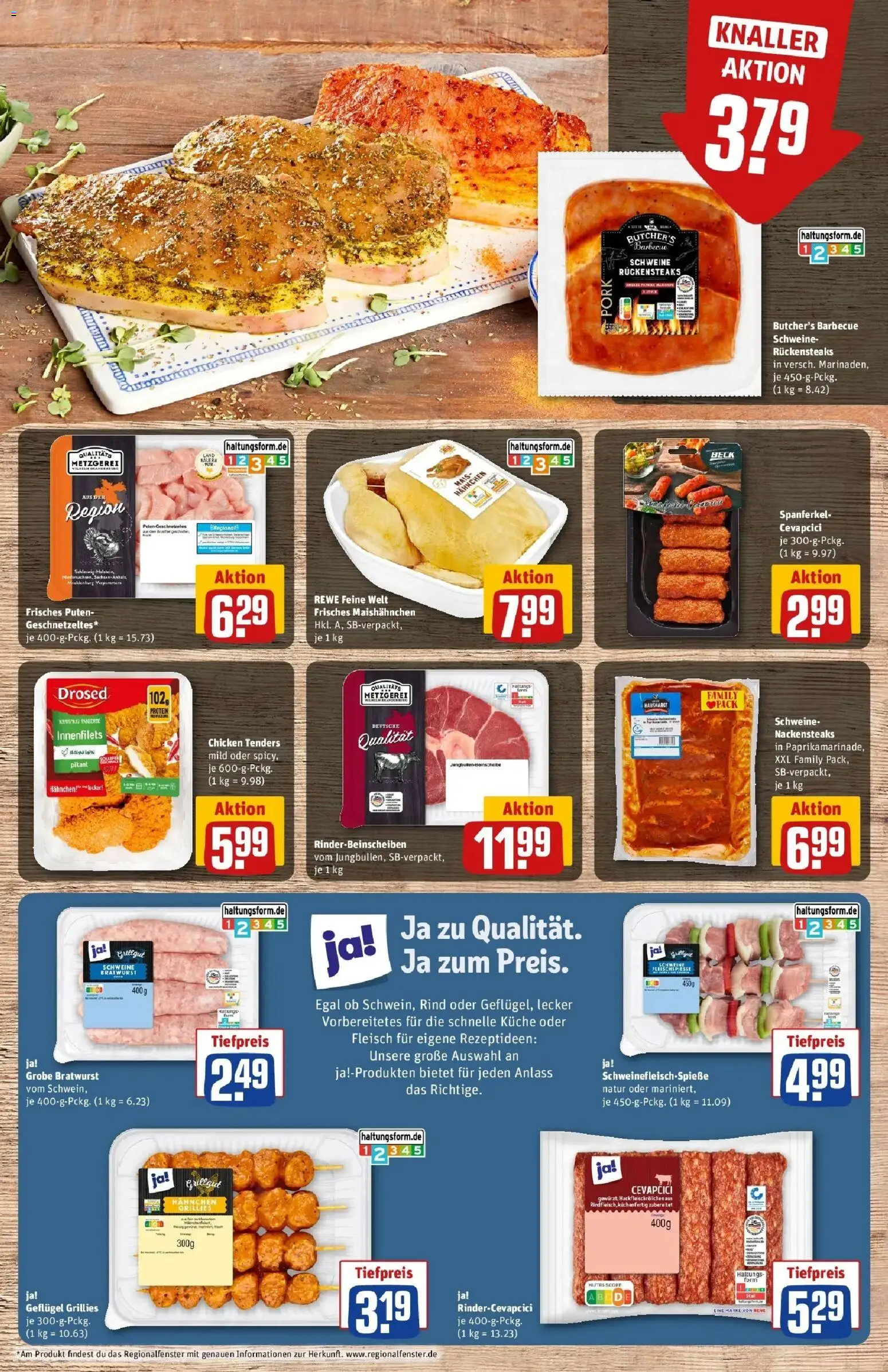 REWE Prospekt ab 07.09.2026 zum Blättern » Angebote | Seite: 9 | Produkte: Nackensteaks, Mais, Bratwurst, Fleisch