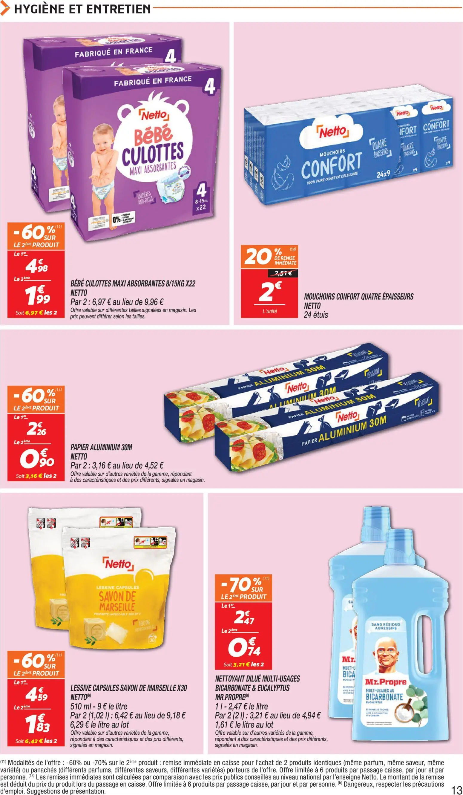 {H1} | Page: 13 | Produits: Savon, Mouchoirs, Lessive, Papier aluminium
