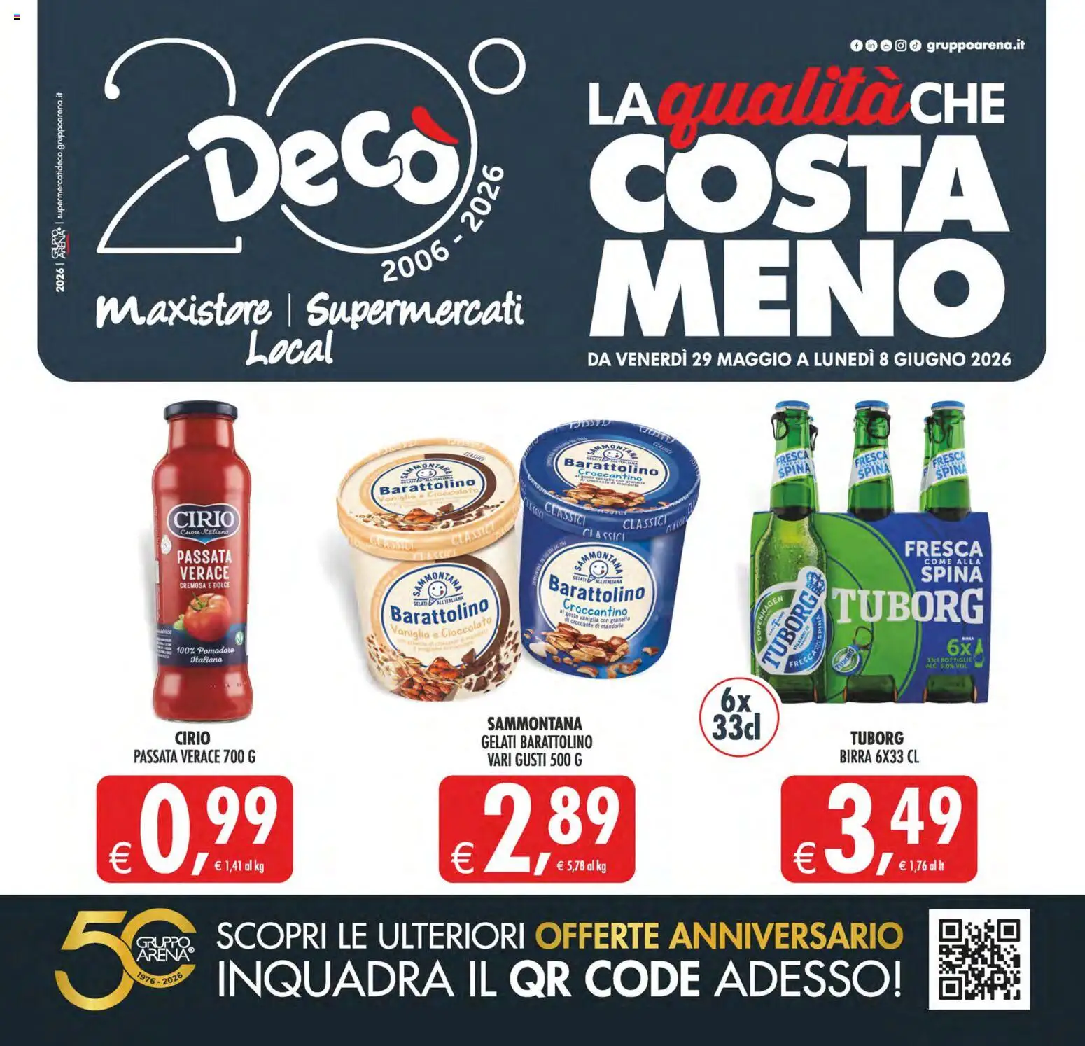 Volantino Decò del 29.05.2026 | Pagina: 1 | Prodotti: Cioccolato, Birra, Pomodoro, Mandorle