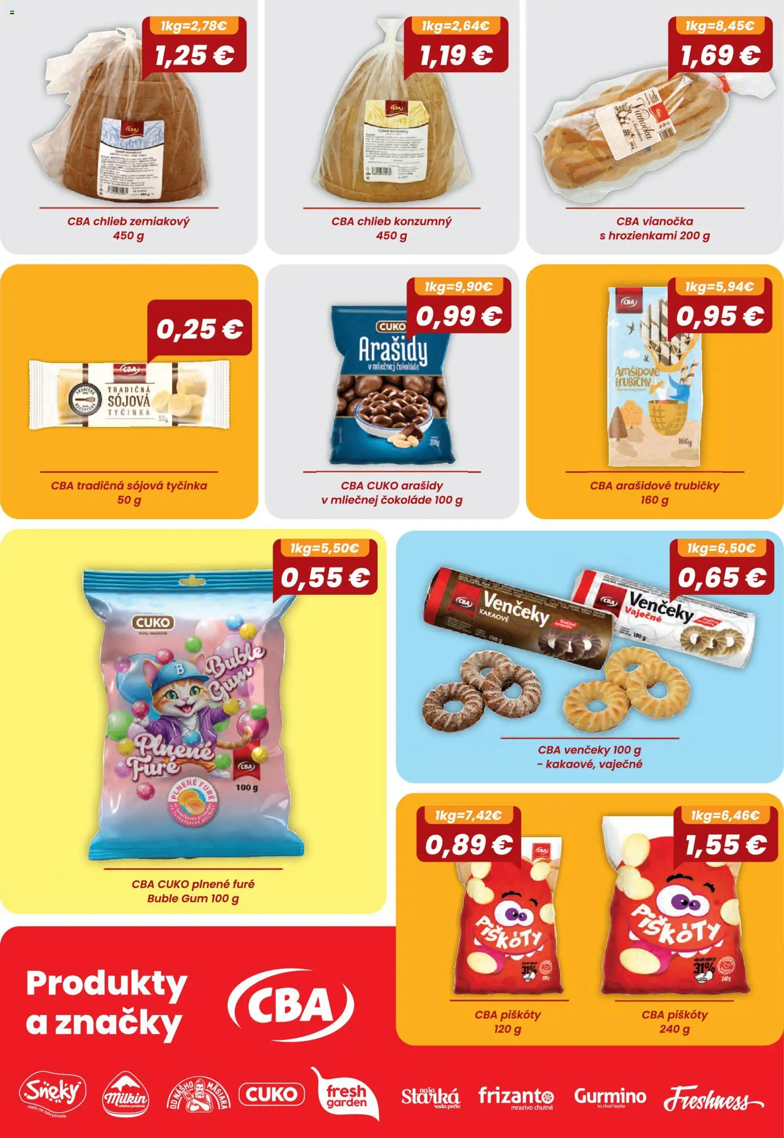 Nové CBA Verex akcie – leták je platný od 06.08.2026 | Strana: 28 | Produkty: Chlieb, Vianočka, Arašidy