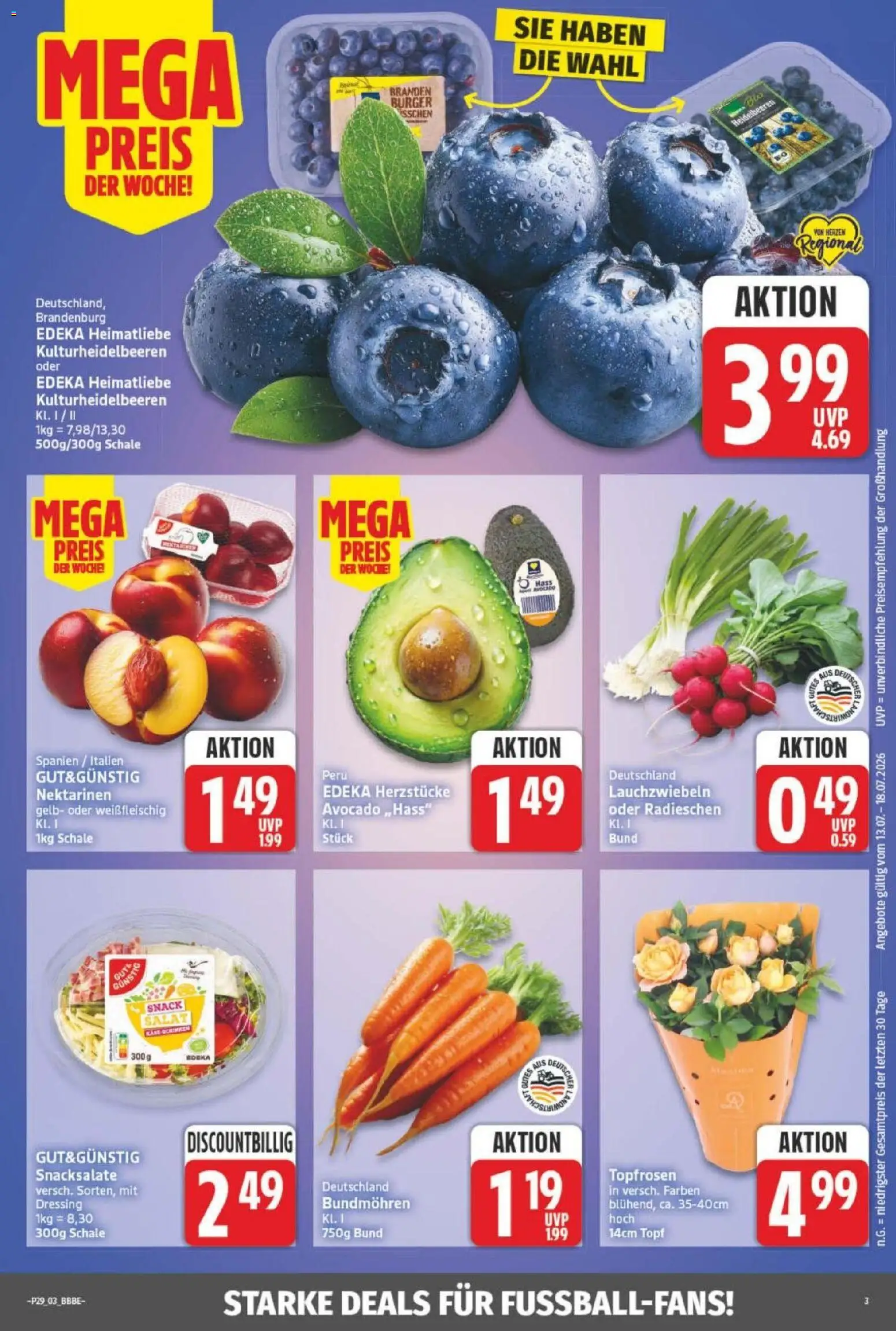 NP Discount Prospekt – gültig ab 13.07.2026 | Seite: 3 | Produkte: Dressing, Heidelbeeren, Avocado, Salat