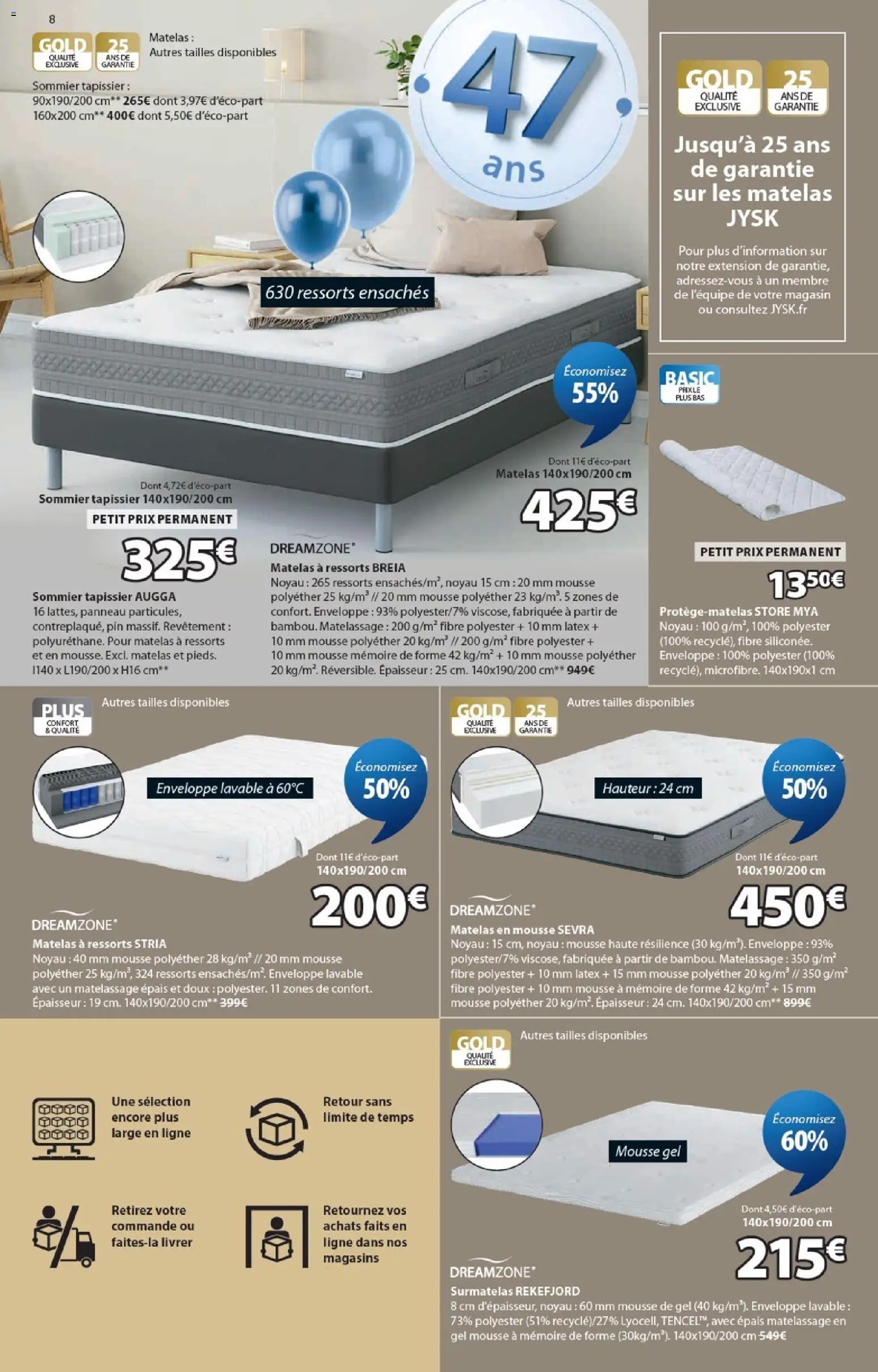 {H1} | Page: 8 | Produits: Enveloppe, Mousse, Matelas, Sommier