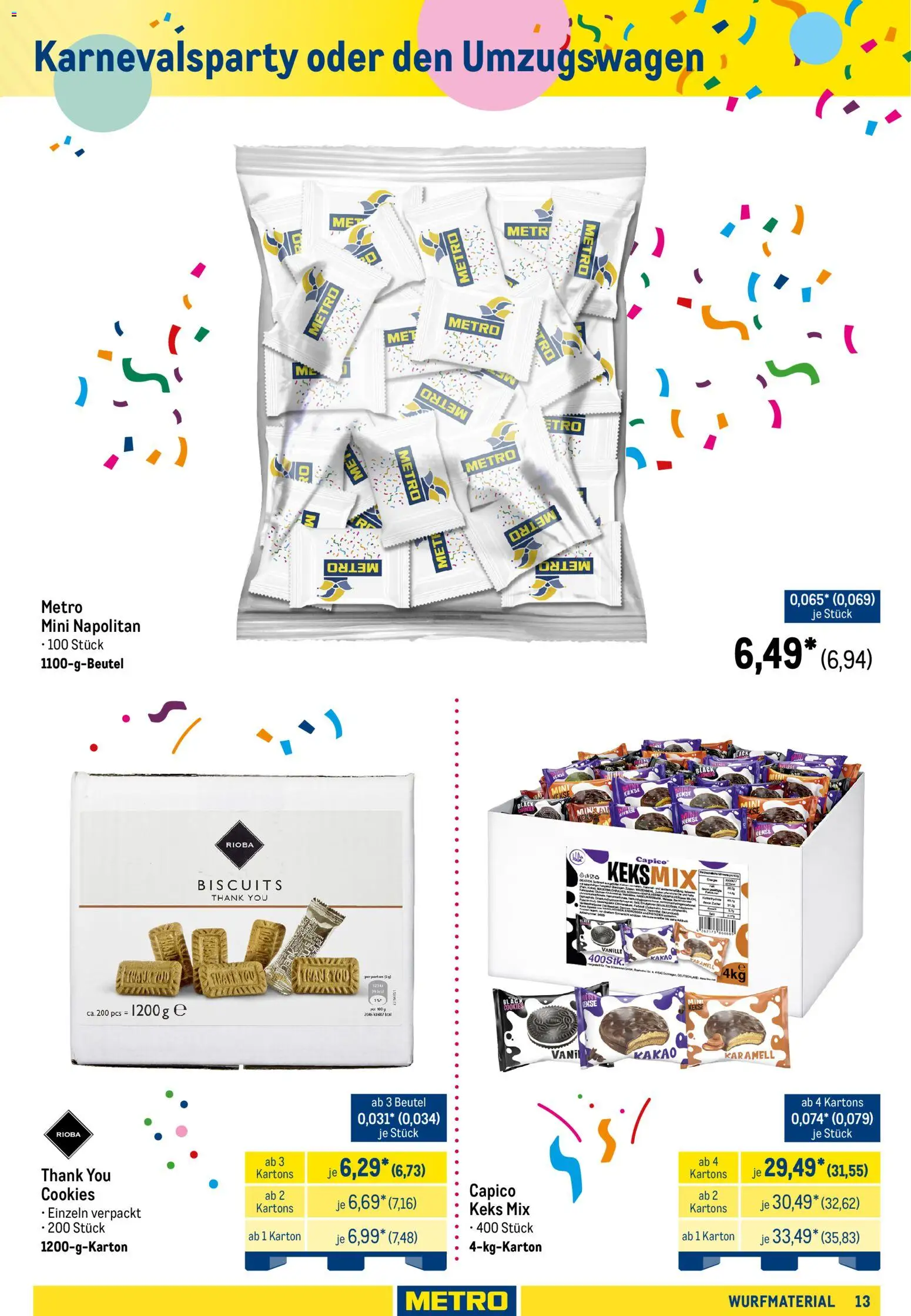 Metro Wurfmaterial Karneval – gültig ab 28.09.2026 | Seite: 13 | Produkte: Vanille