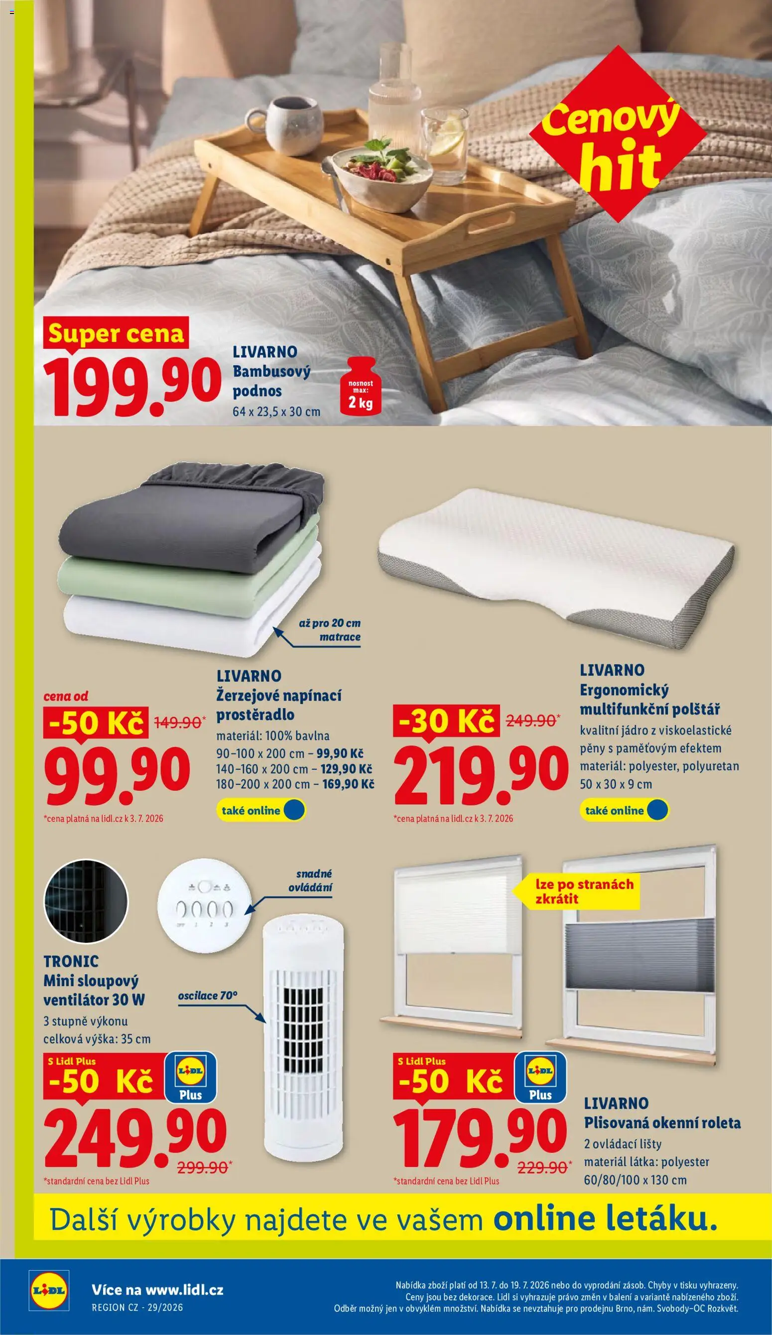 Lidl leták od 13.07.2026 | Strana: 34 | Produkty: Podnos, Matrace, Polštář, Prostěradlo
