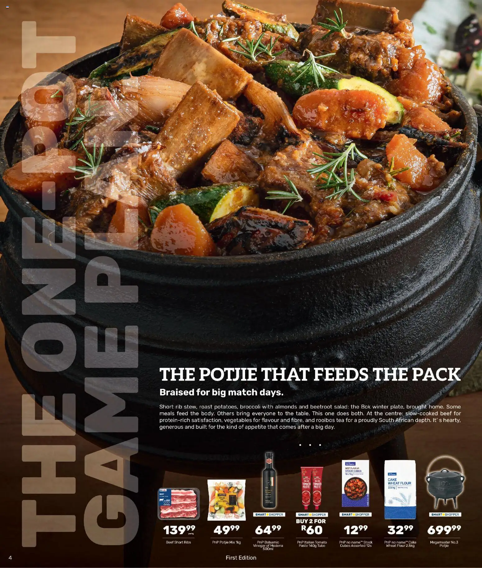 New Pick n Pay catalogue – valid from 29/06/2026 | Page: 4 | Products: Flour, Ribs, Pasta, Vegetables