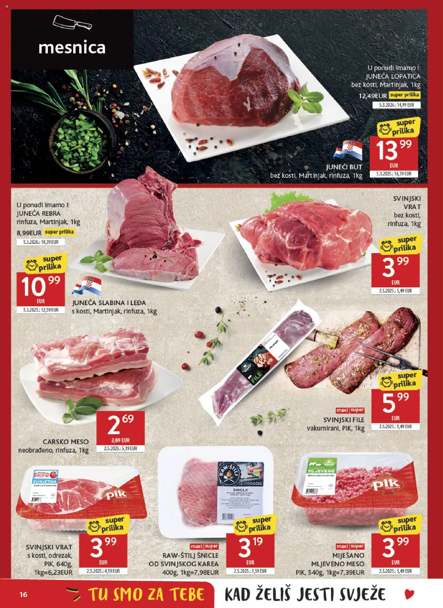 Konzum katalog | vrijedi od 15.07.2026 | Stranica: 16 | Proizvodi: File, Svinjetina, Mljeveno meso, Svinjski file