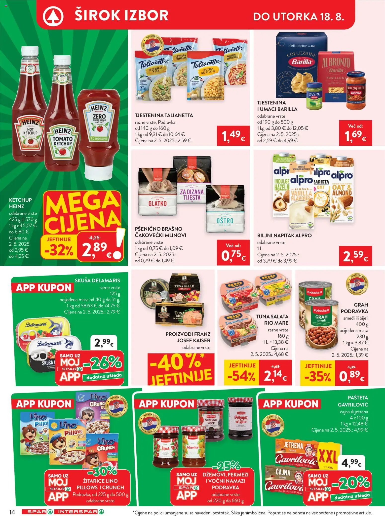 Interspar katalog | vrijedi od 12.08.2026 | Stranica: 15 | Proizvodi: Umaci, Alpro, Salata, Barilla