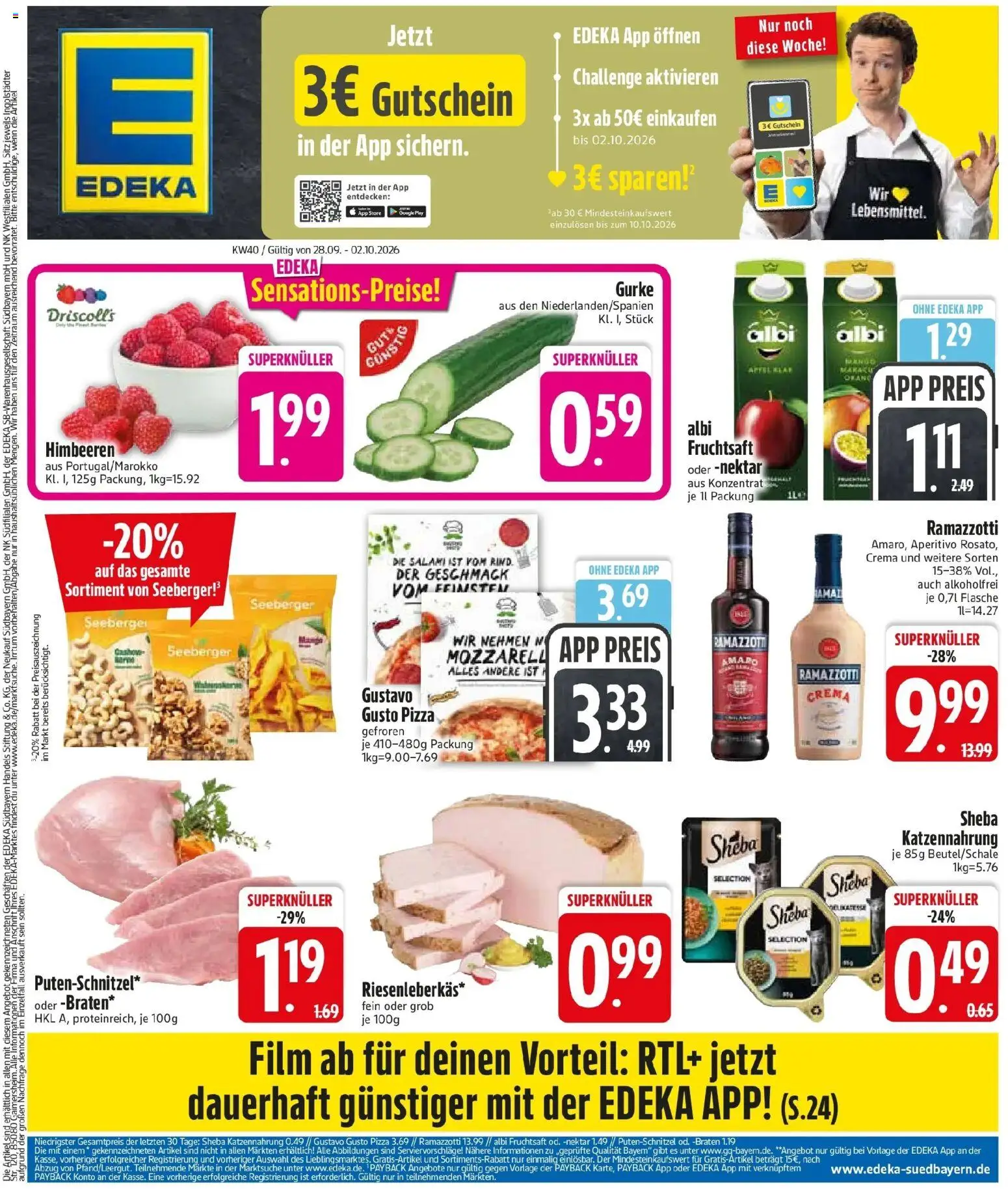 Edeka Prospekt Neusäß-Steppach (ab 28.09.2026) » Angebote Online | Seite: 3 | Produkte: Sheba, Putenschnitzel, Pizza, Ramazzotti