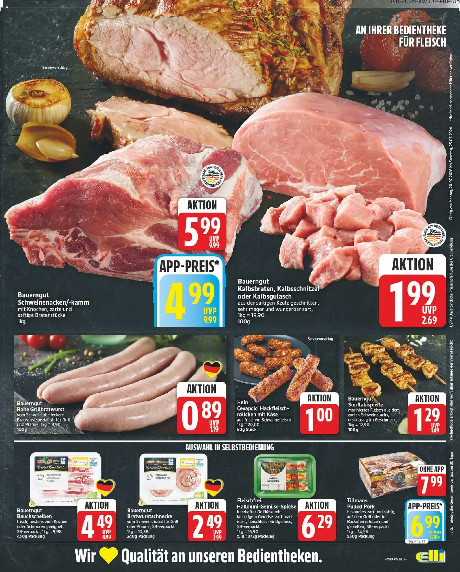 Elli Markt Prospekt – gültig ab 20.07.2026 | Seite: 5 | Produkte: Cevapcici, Bauerngut, Backofen, Fleisch