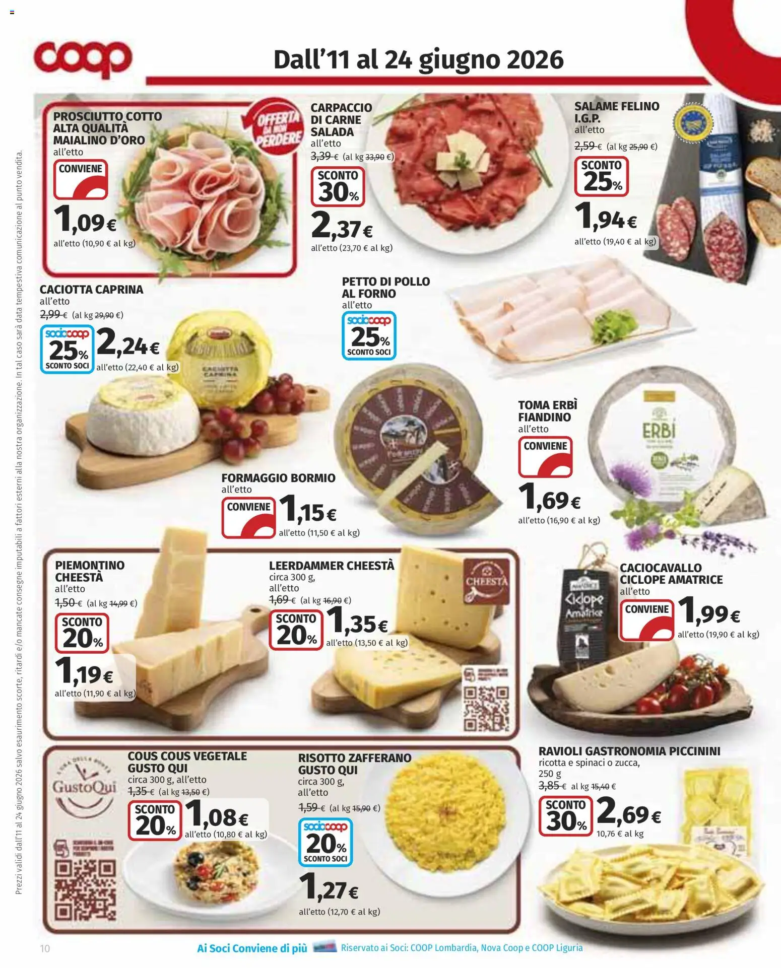Volantino COOP del 11.06.2026 | Pagina: 10 | Prodotti: Prosciutto Cotto, Pollo, Prosciutto, Ricotta