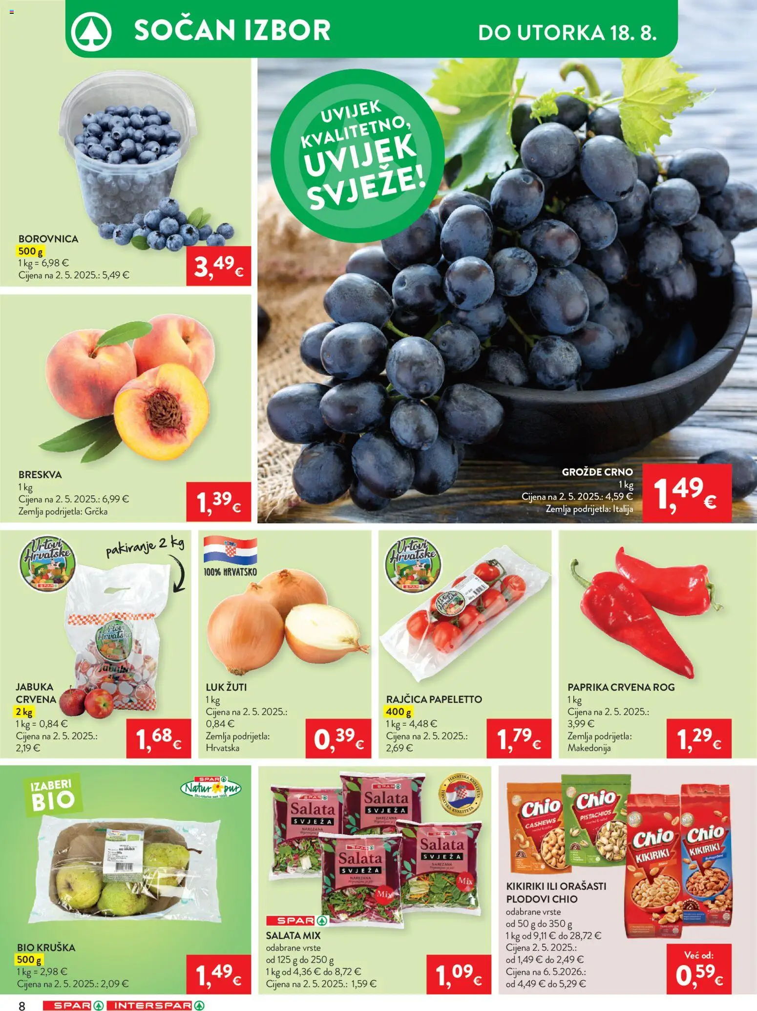 Interspar katalog | vrijedi od 12.08.2026 | Stranica: 8 | Proizvodi: Zemlja, Borovnica, Grožđe, Rajčica