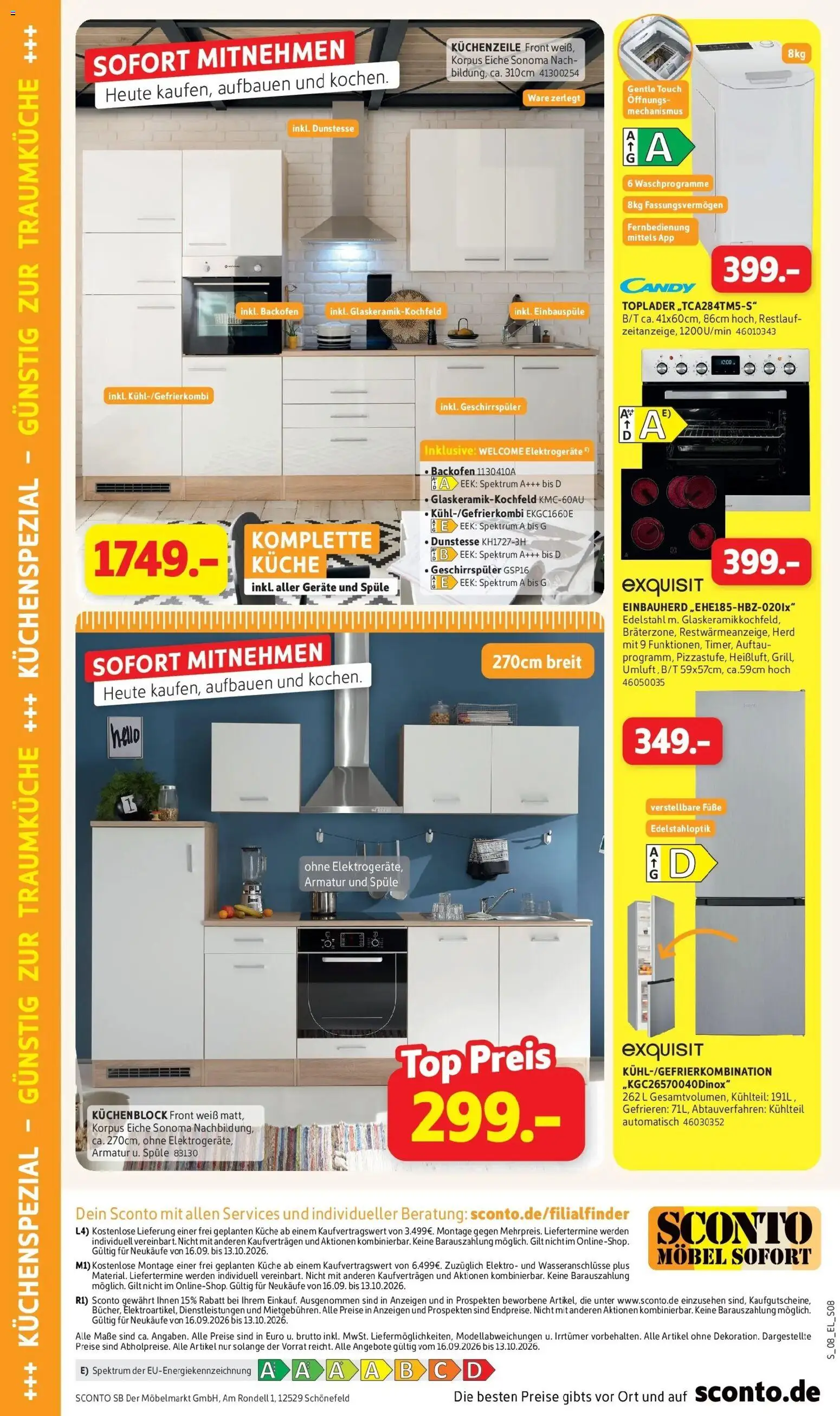 Sconto Küchenspezial (ab 16.09.2026) zum Blättern | Seite: 4 | Produkte: Top, Küchenblock, Küchenzeile, Armatur