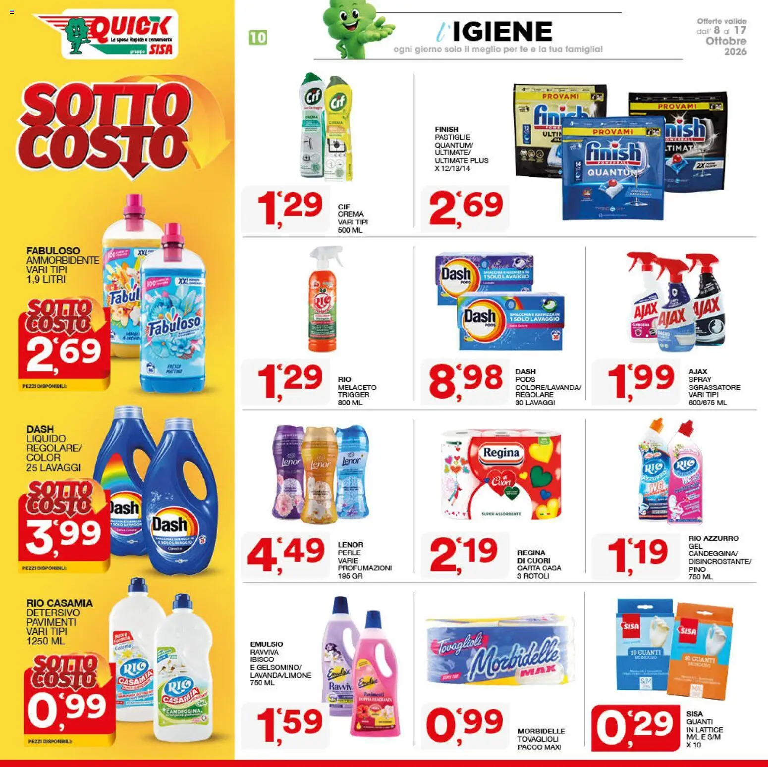 Volantino SISA del 08/10/2026 | Pagina: 10 | Prodotti: Crema, Tè, Sgrassatore, Guanti