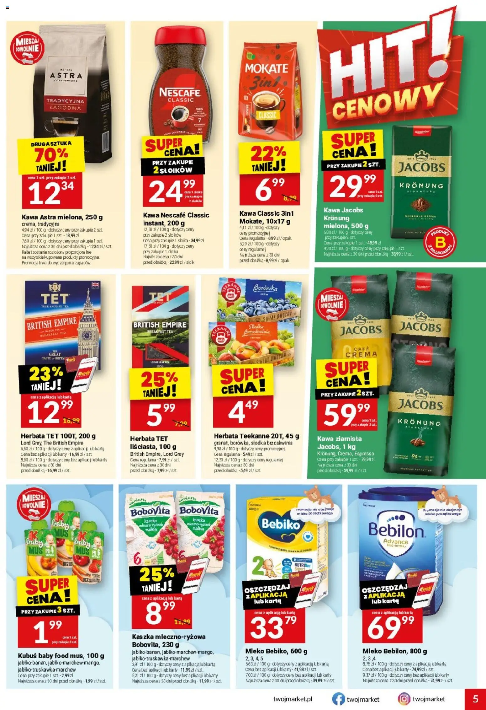 Twój Market gazetka od 27.05.2026 | Strona: 5 | Produkty: Malina, Kawa jacobs, Mleka, Kawa