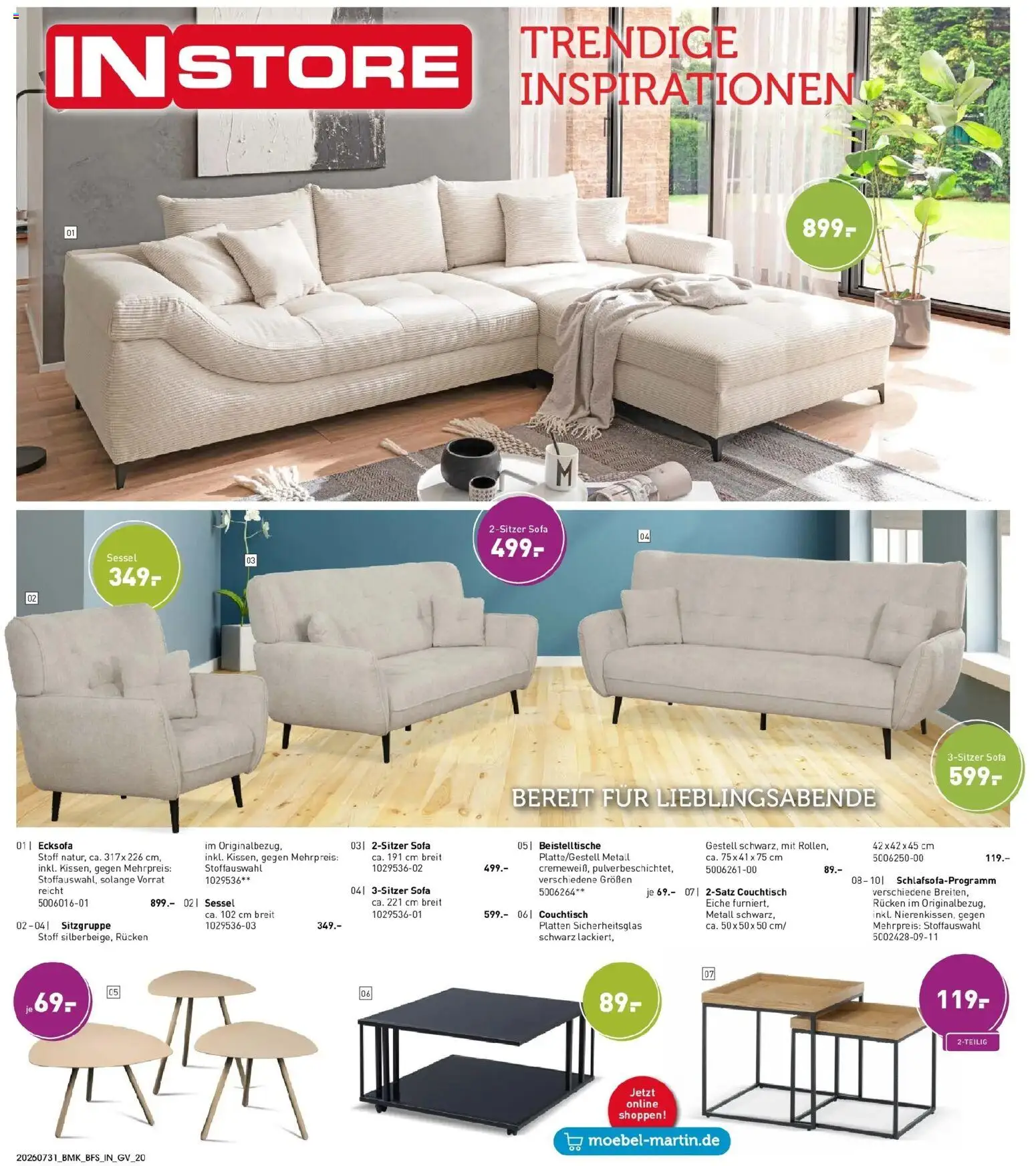 Möbel Martin Happy Days – gültig ab 31.07.2026 | Seite: 20 | Produkte: Ecksofa, Sofa, Sessel, Couchtisch