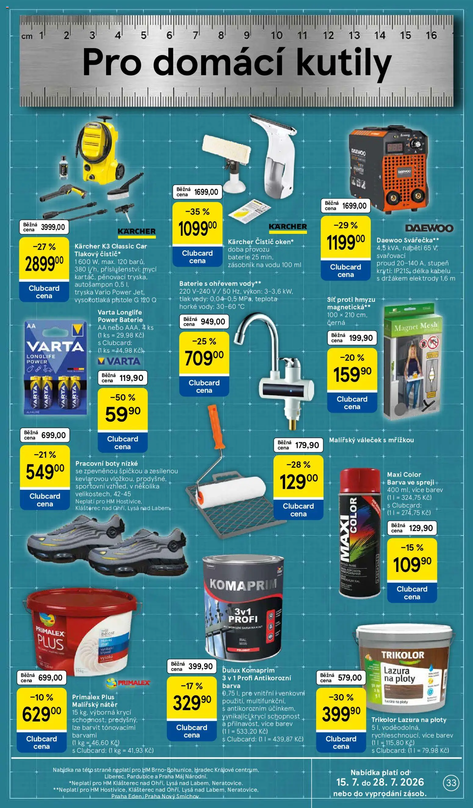Tesco leták - Hypermarket od 15.07.2026 | Strana: 33 | Produkty: Baterie s ohřevem vody, Primalex, Zásobník, Váleček