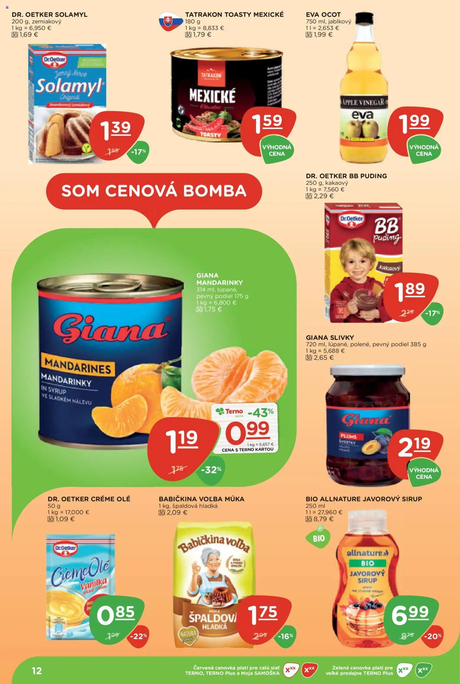 Nové Terno akcie – leták je platný od 10.09.2026 | Strana: 12 | Produkty: Puding, Sirup, Múka, Vanilka