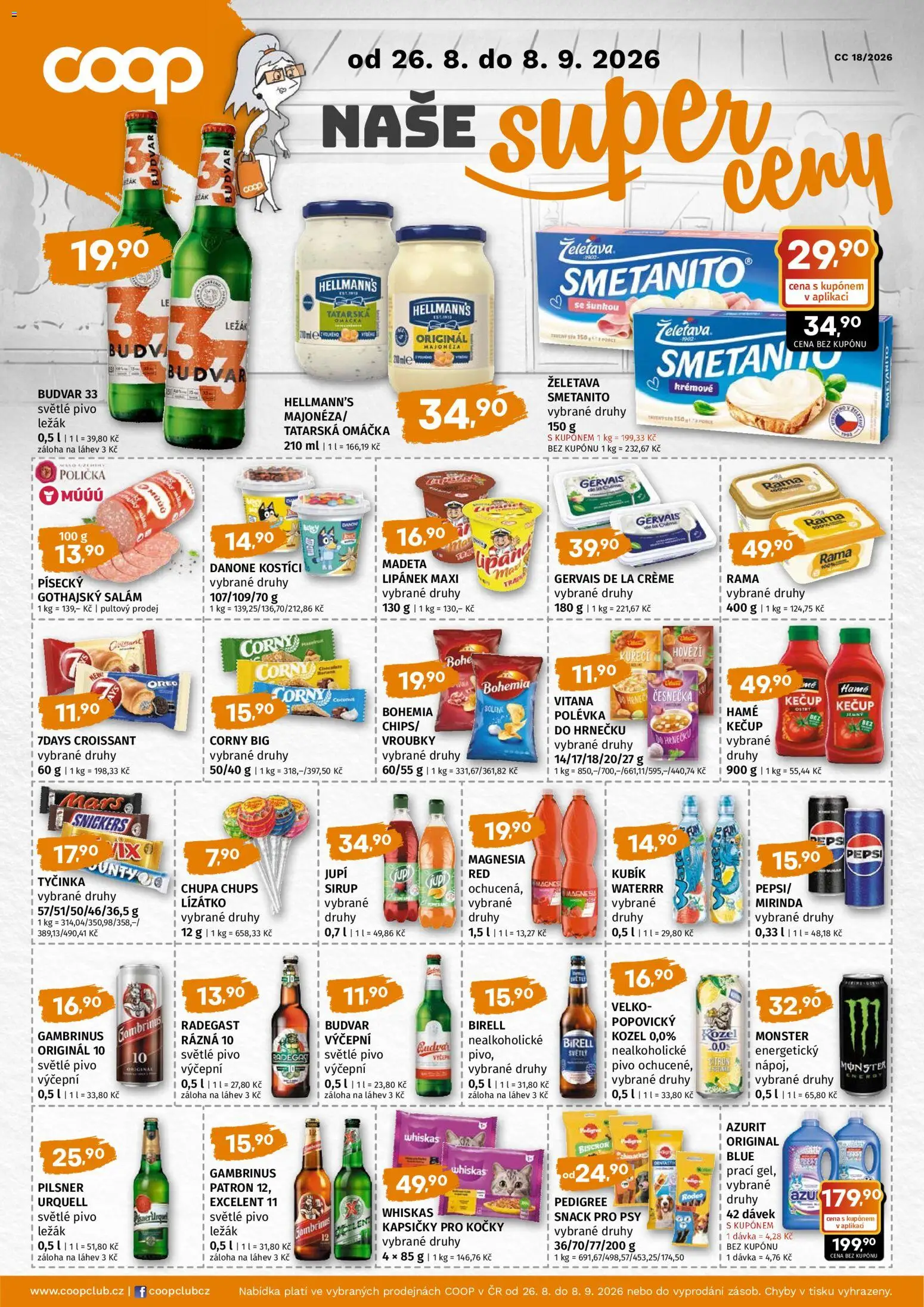 Coop leták - Super cena od 26.08.2026 | Strana: 1 | Produkty: Polička, Lipánek, Salám, Magnesia