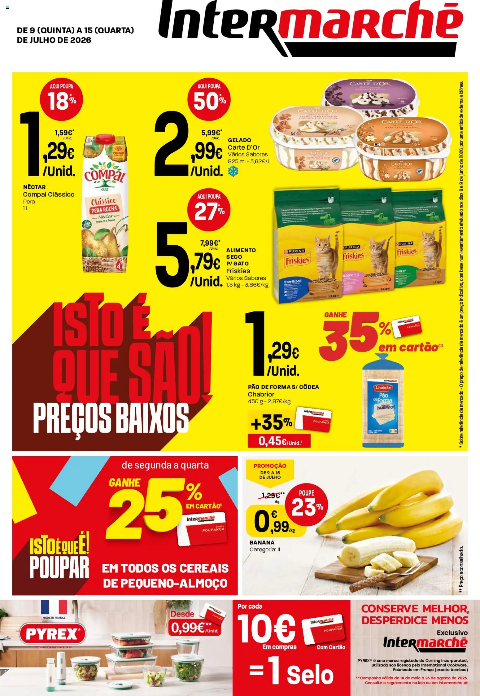 Intermarché Folheto Mini │ válido de 09/07/2026 | Página: 1 | Produtos: Pão de forma, Gelado, Pão, Cereais