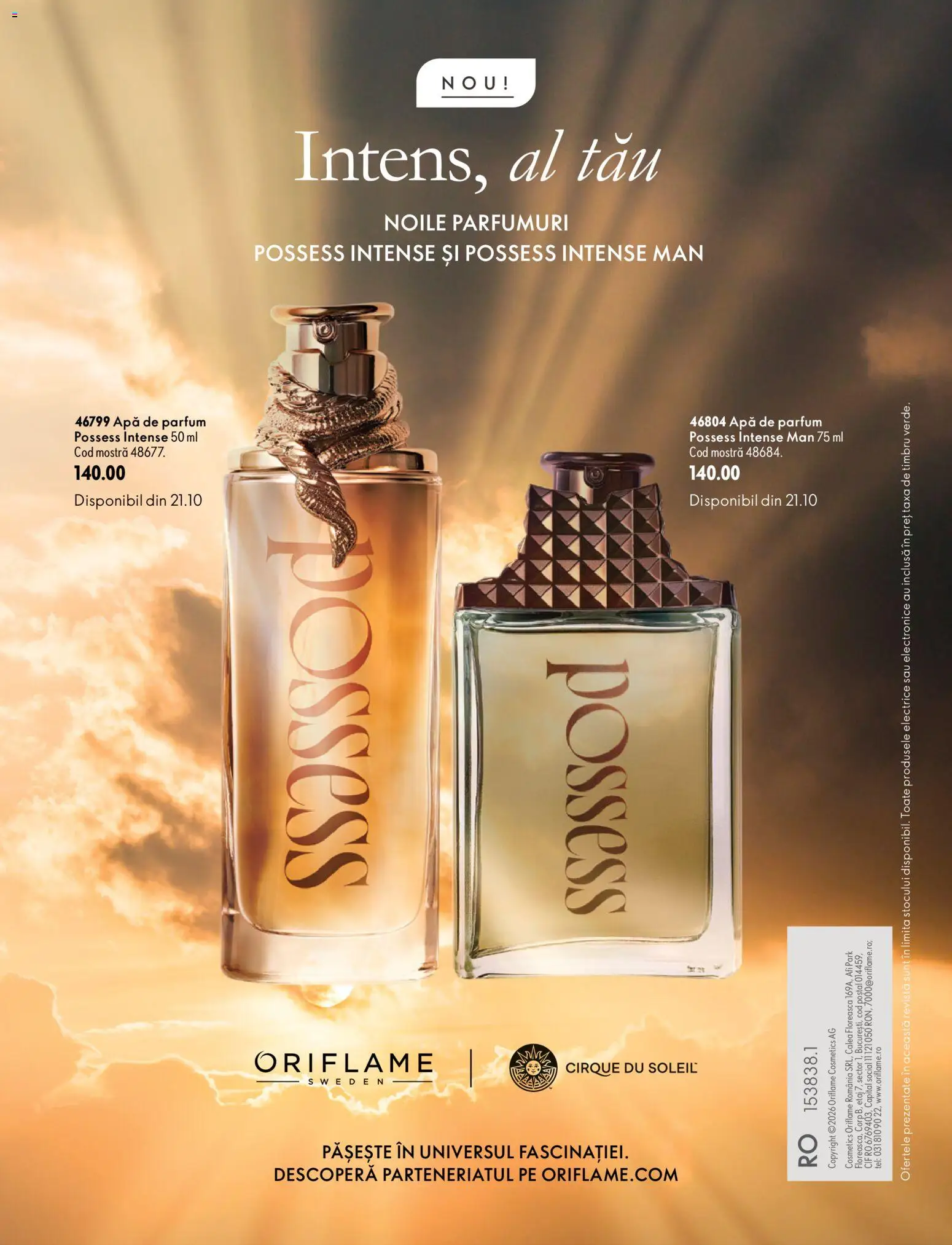 Noul catalog Oriflame – valabil de la 30.09.2026 | Pagină: 172 | Produse: Apă de parfum, Cif, Intense, Apă