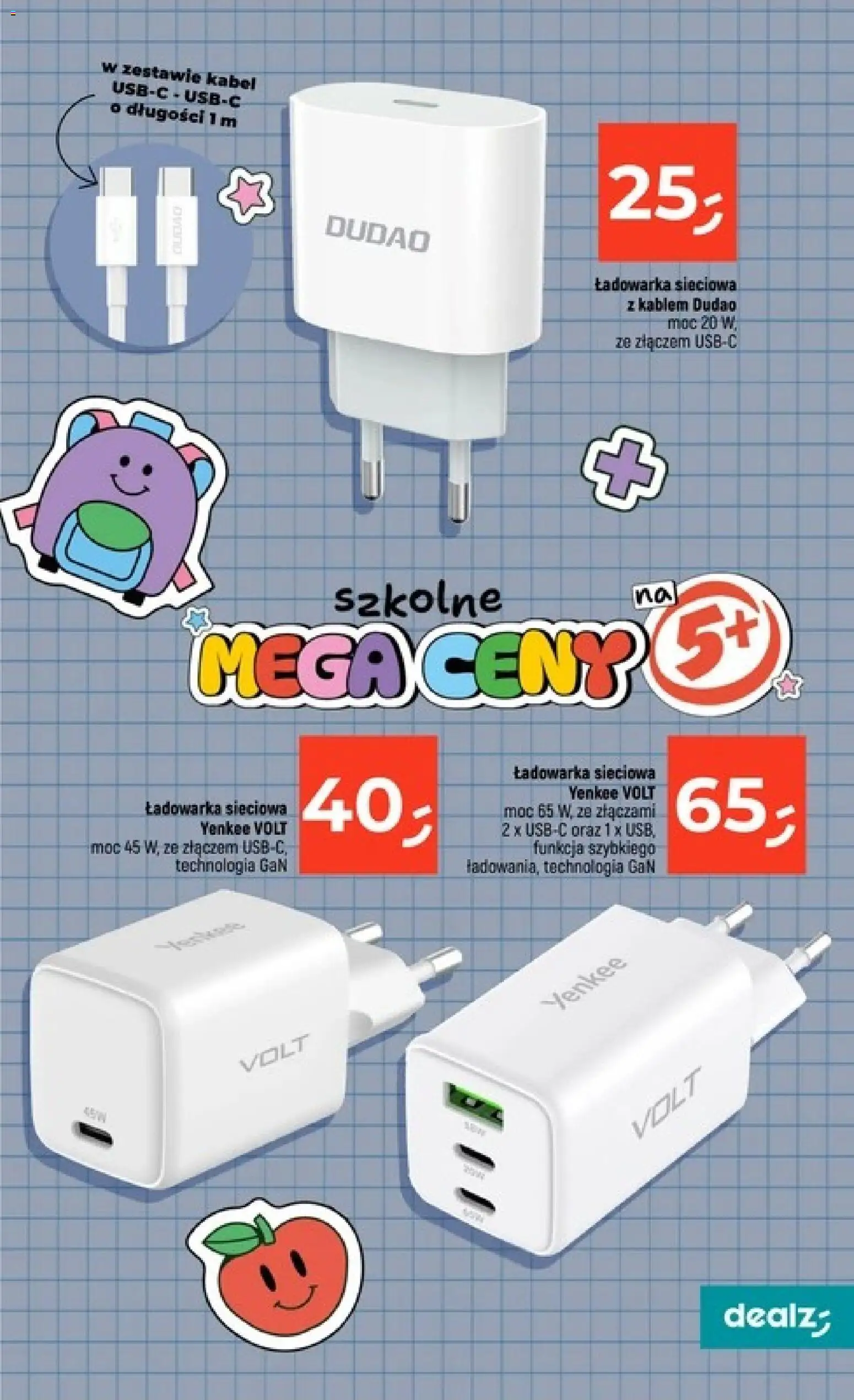 Dealz gazetka - Szkolne Mega Ceny od 06.08.2026 | Strona: 71 | Produkty: Kabel, Ładowarka