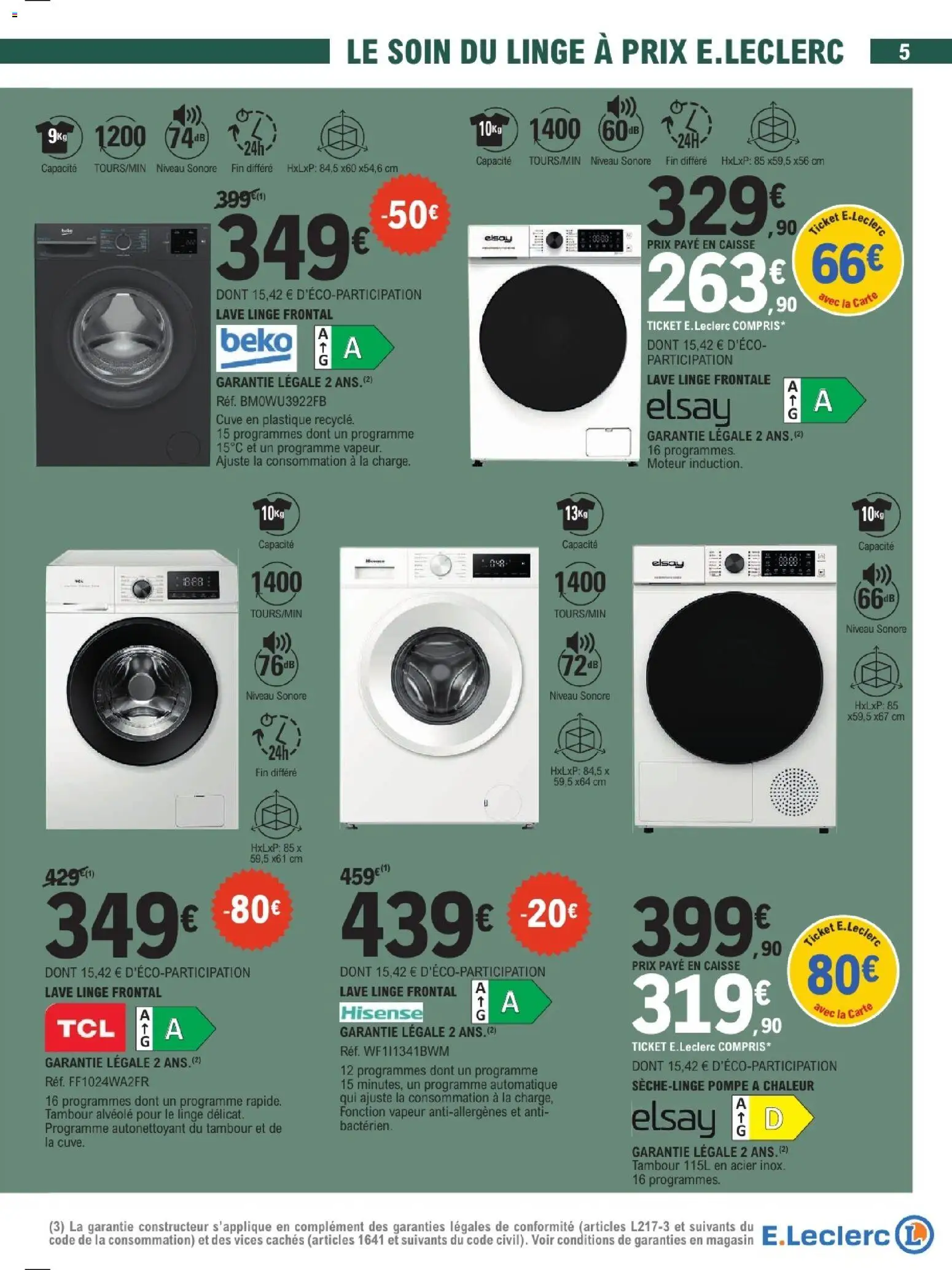 {H1} | Page: 5 | Produits: Lave linge