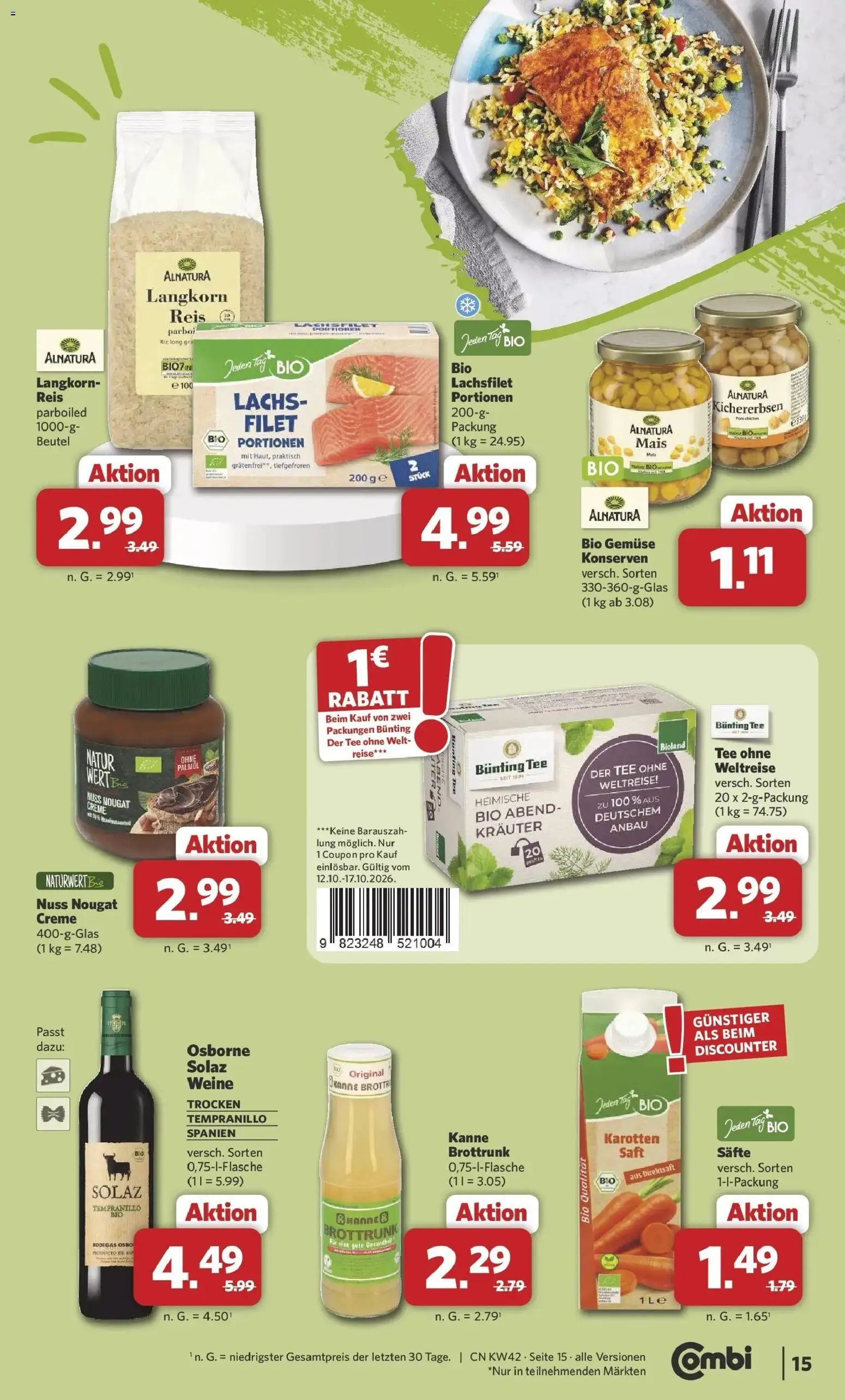 Combi Prospekt Detmold (ab 12.10.2026) zum Blättern | Seite: 15 | Produkte: Mais, Osborne, Creme, Reis