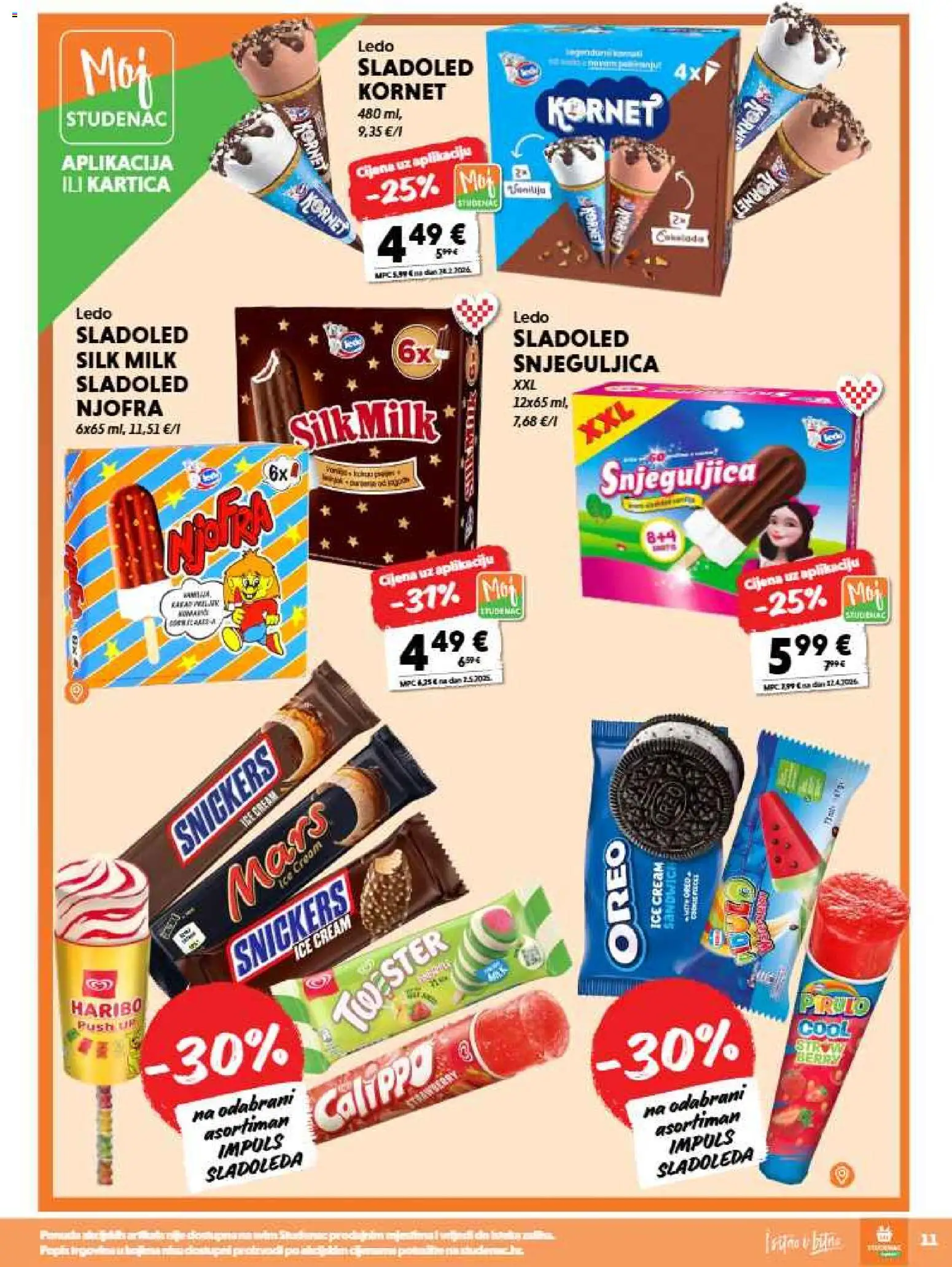 Studenac katalog | vrijedi od 12.08.2026 | Stranica: 11 | Proizvodi: Oreo, Snickers, Sandwich, Ledo