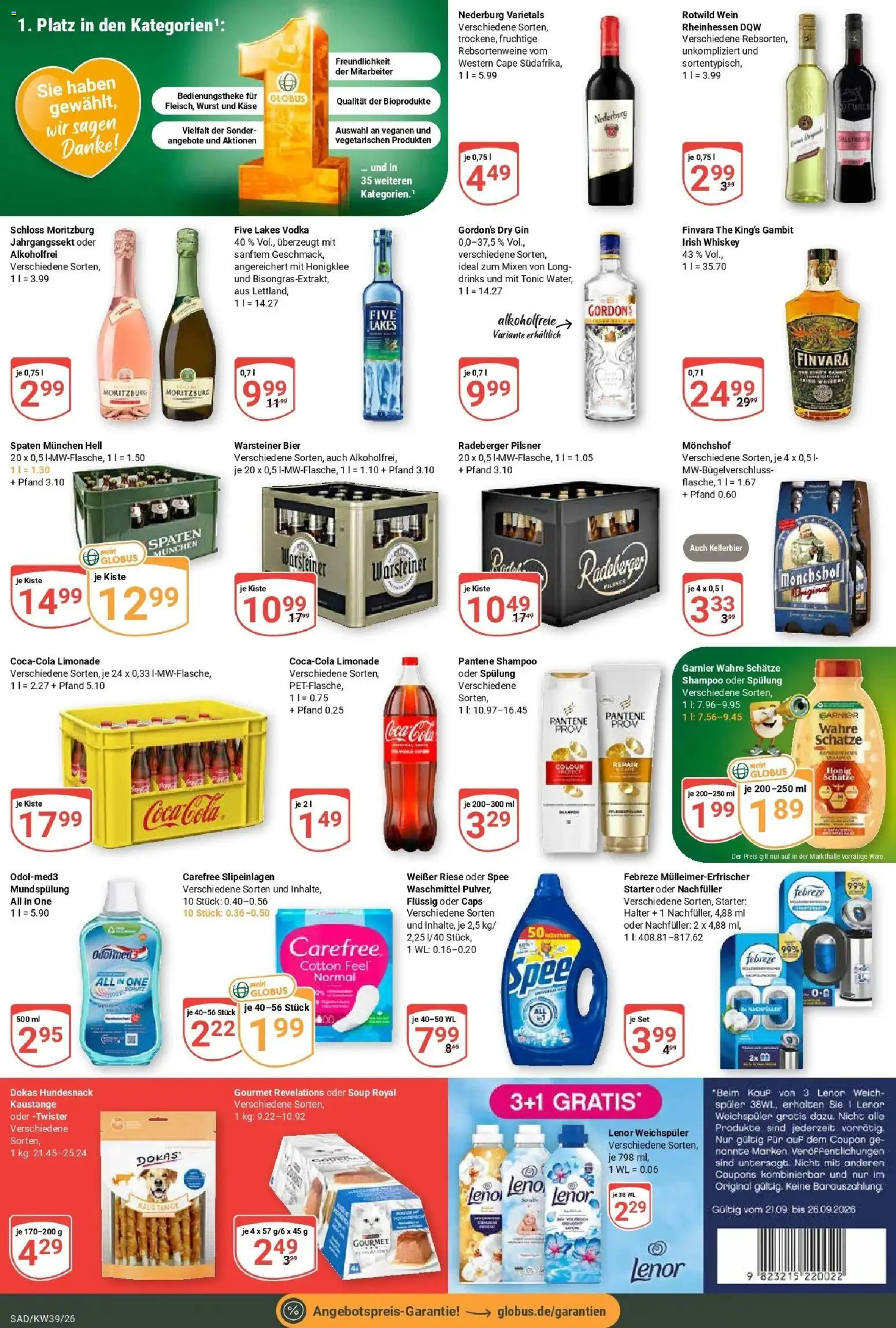 Globus Prospekt Schwandorf (ab 21.09.2026) » Angebote online | Seite: 5 | Produkte: Monchshof, Coca cola, Bier, Spee