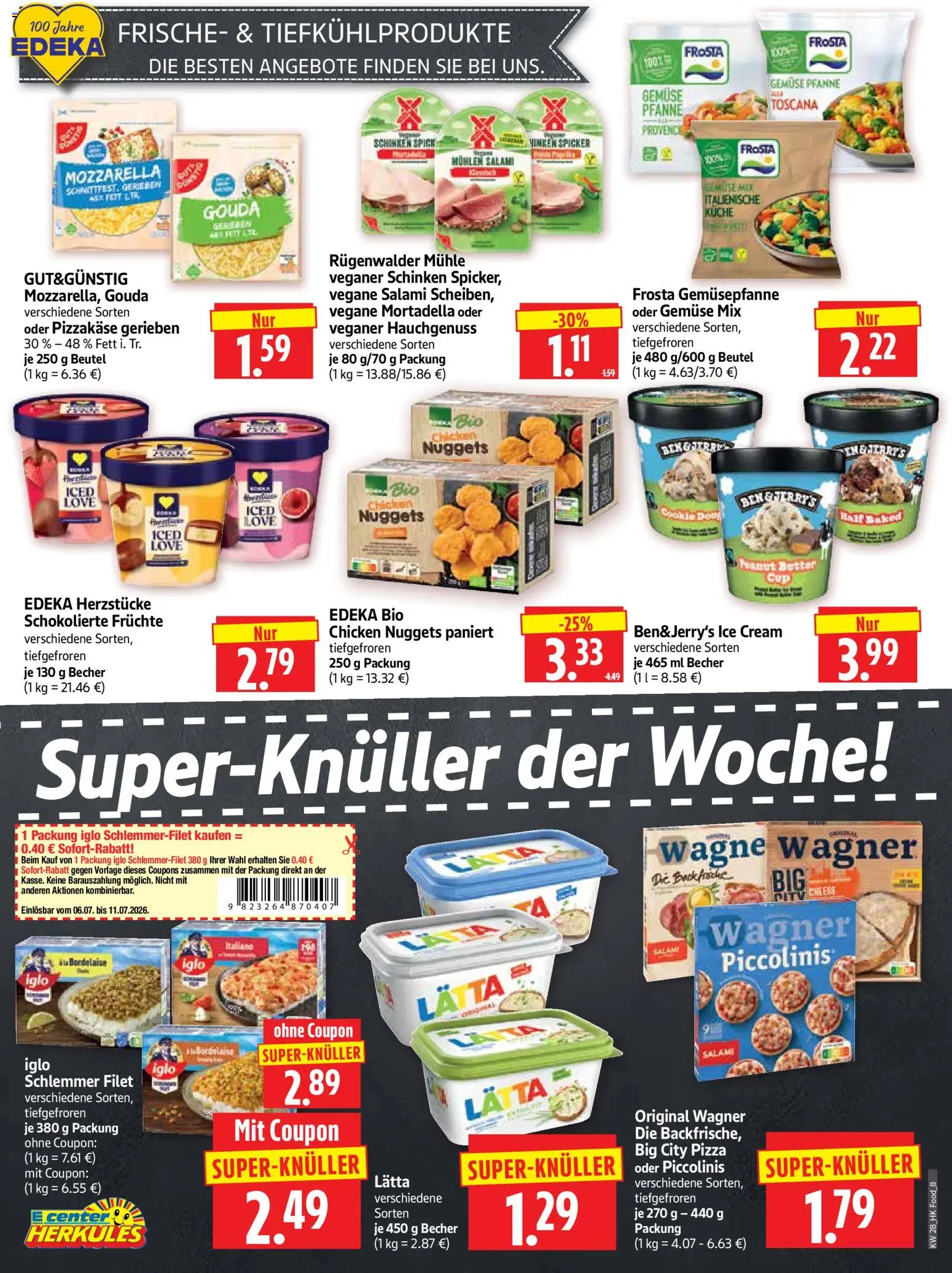 HERKULES Prospekt – gültig ab 06.07.2026 | Seite: 8 | Produkte: Mühle, Küche, Pizza, Iglo schlemmerfilet