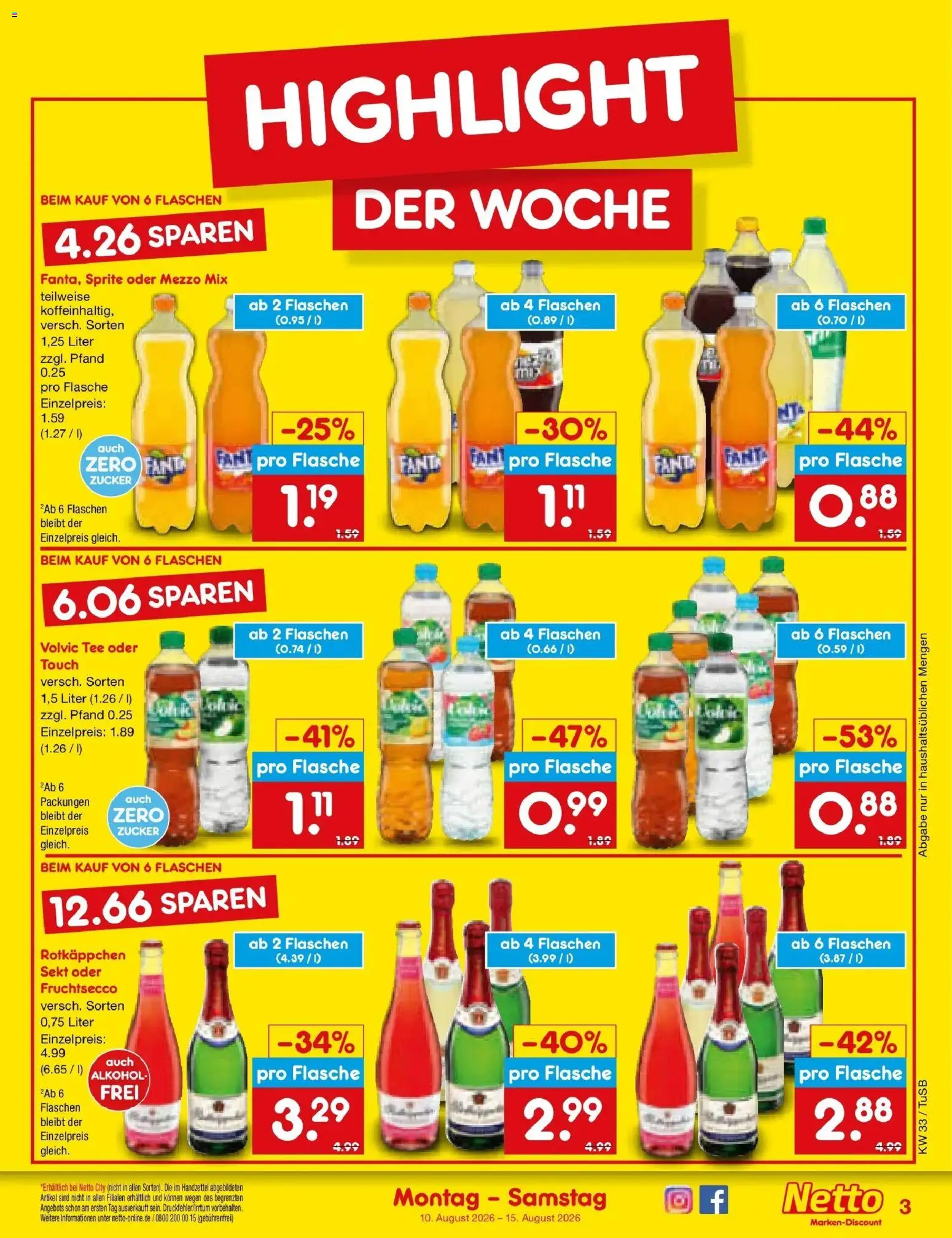 Netto Marken-Discount Prospekt Lahr-Langenwinkel – gültig ab 10.08.2026 | Seite: 3 | Produkte: Mezzo mix, Fanta, Sprite, Oder mezzo mix