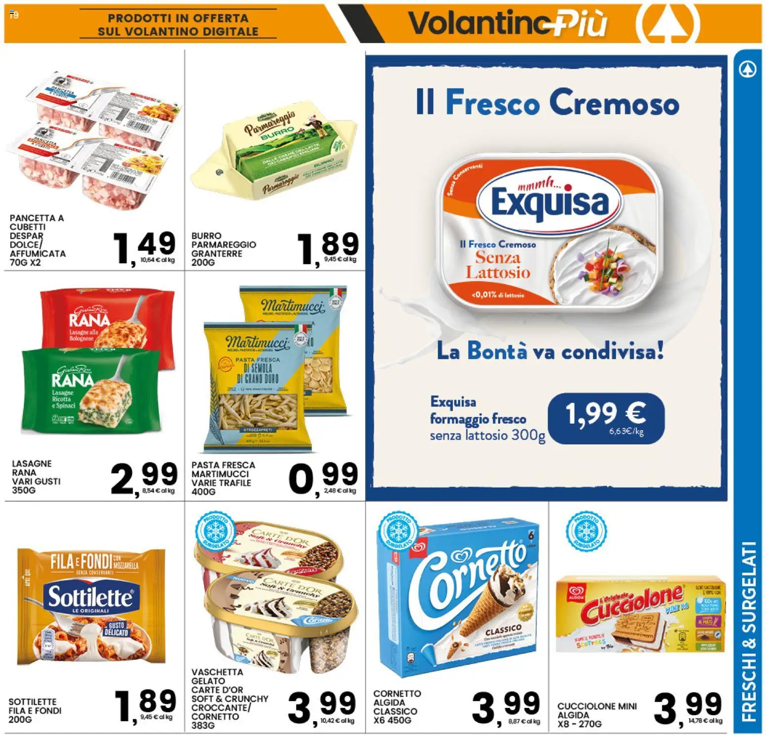 Volantino Interspar del 31/08/2026 | Pagina: 19 | Prodotti: Cornetto, Gelato, Formaggio, Lasagne