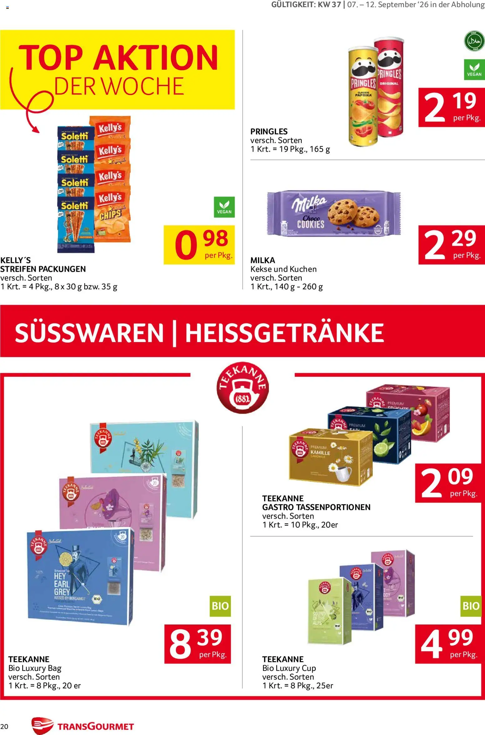 Transgourmet Flugblatt gültig ab 07.09.2026 | Seite: 20 | Produkte: Chips, Kekse, Süßwaren