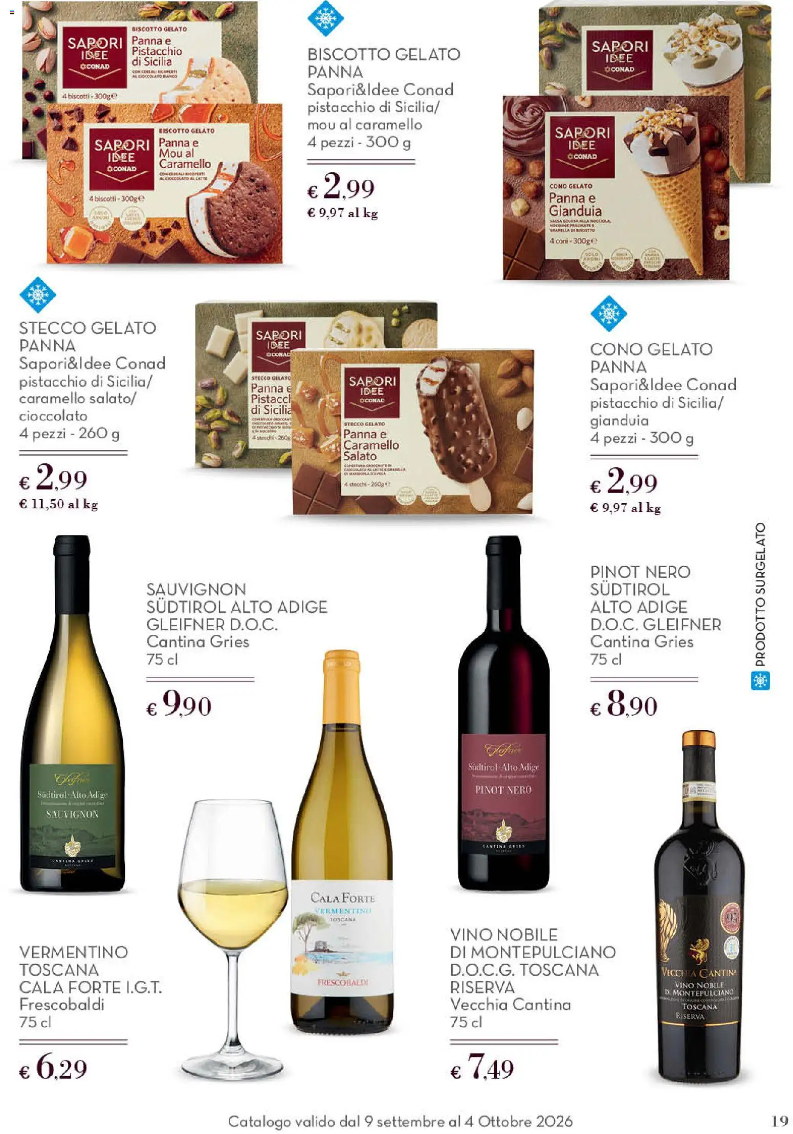 Volantino Conad del 09/09/2026 | Pagina: 19 | Prodotti: Cioccolato, Biscotti, Salsa, Vino