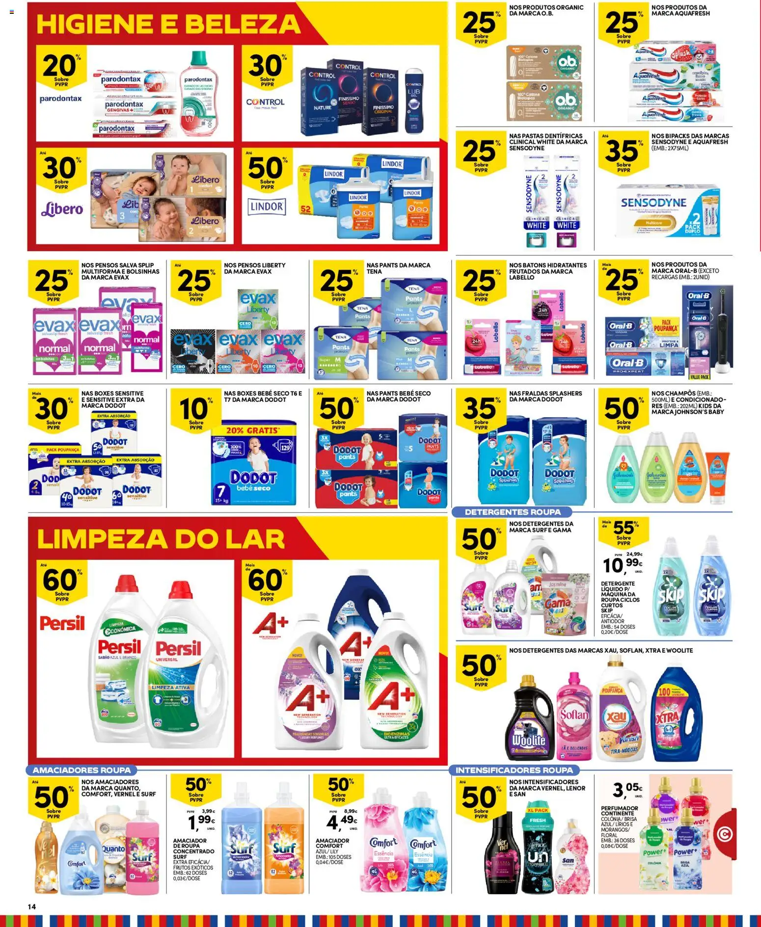 Continente Madeira │ válido de 16.06.2026 | Página: 14 | Produtos: Fraldas, Sabão, Detergente, Persil