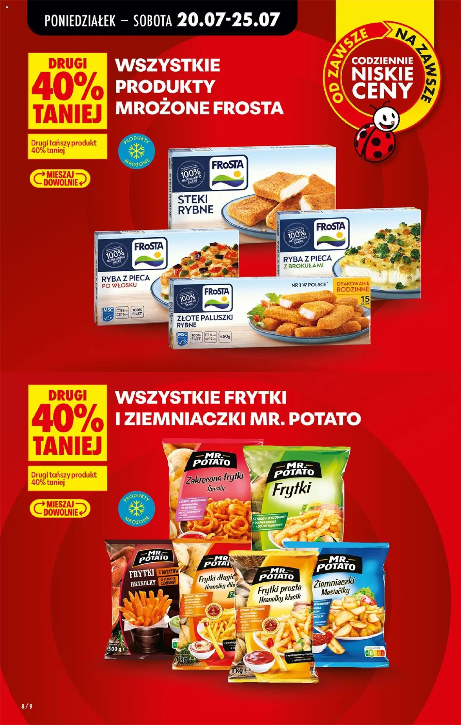 Biedronka gazetka od poniedziałku od 20.07.2026 | Strona: 10 | Produkty: Steki, Paluszki rybne, Ziemniaczki, Ryba