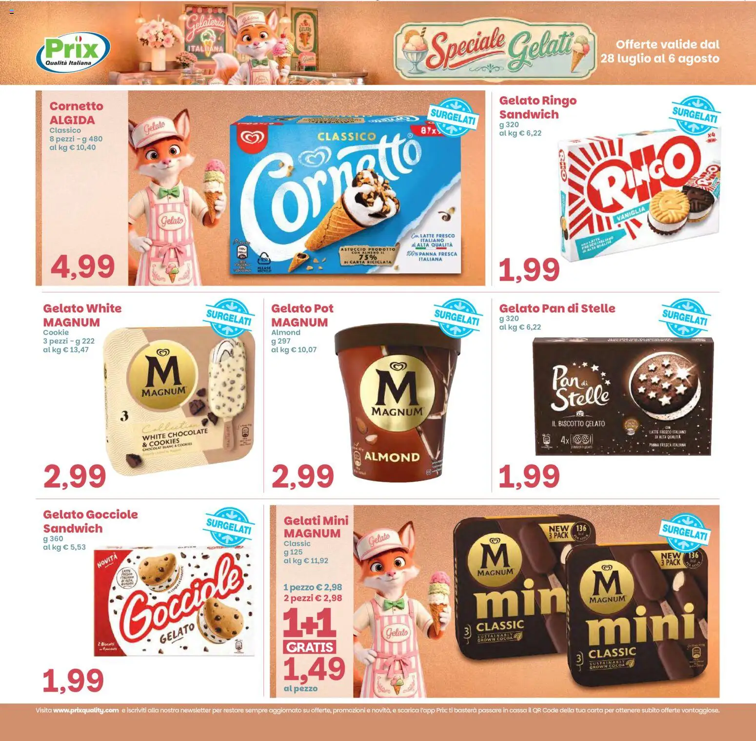 Volantino Prix del 28/07/2026 | Pagina: 13 | Prodotti: Cornetto, Gelato, Latte, Astuccio