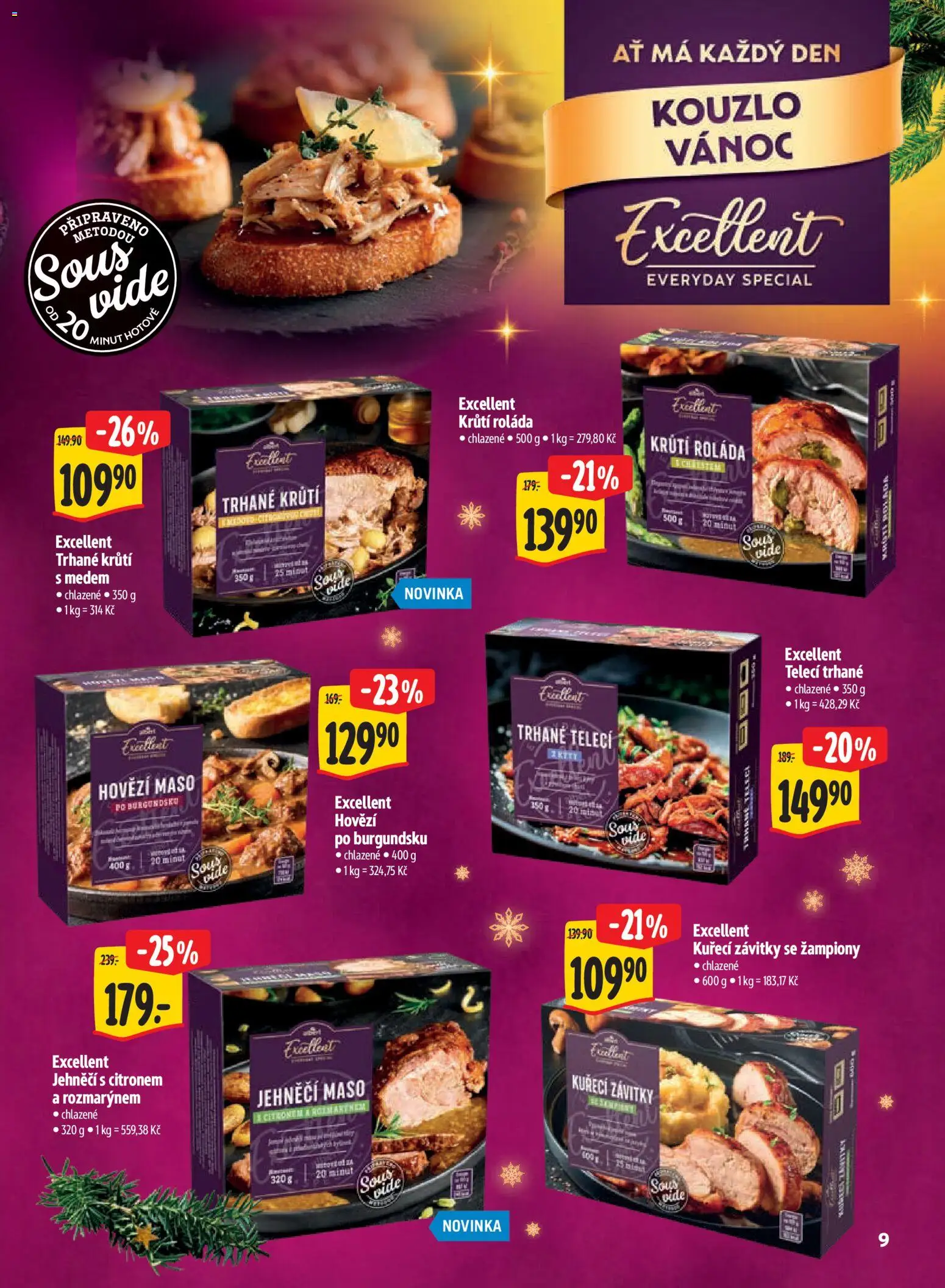 Albert leták - Supermarket Kouzlo Vánoc od 29.10.2026 | Strana: 9 | Produkty: Žampiony, Hovězí maso, Maso, Jehněčí maso