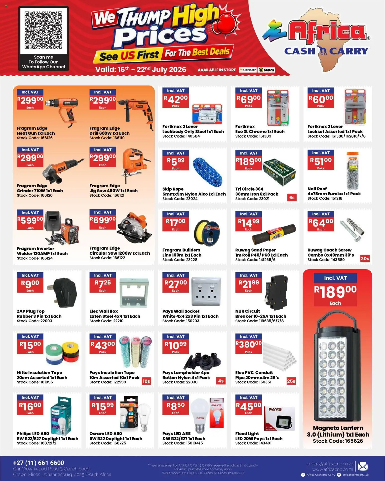 New Africa Cash & Carry catalogue – valid from 16/07/2026 | Page: 38 | Products: Lantern, Grinder, Pipe, Paper