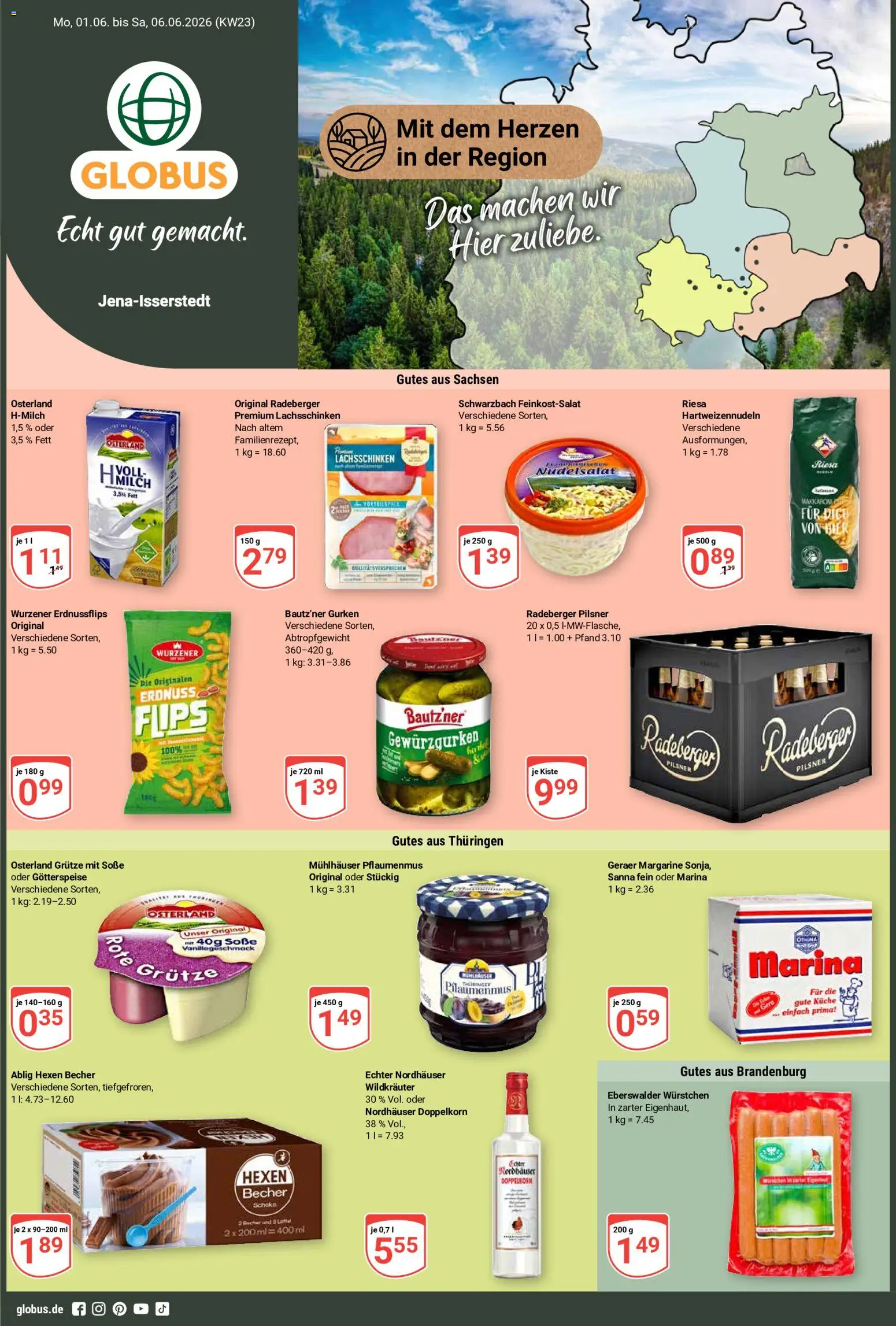 Globus Prospekt – gültig ab 01.06.2026 | Seite: 1 | Produkte: Margarine, Küche, Soße, Radeberger pilsner