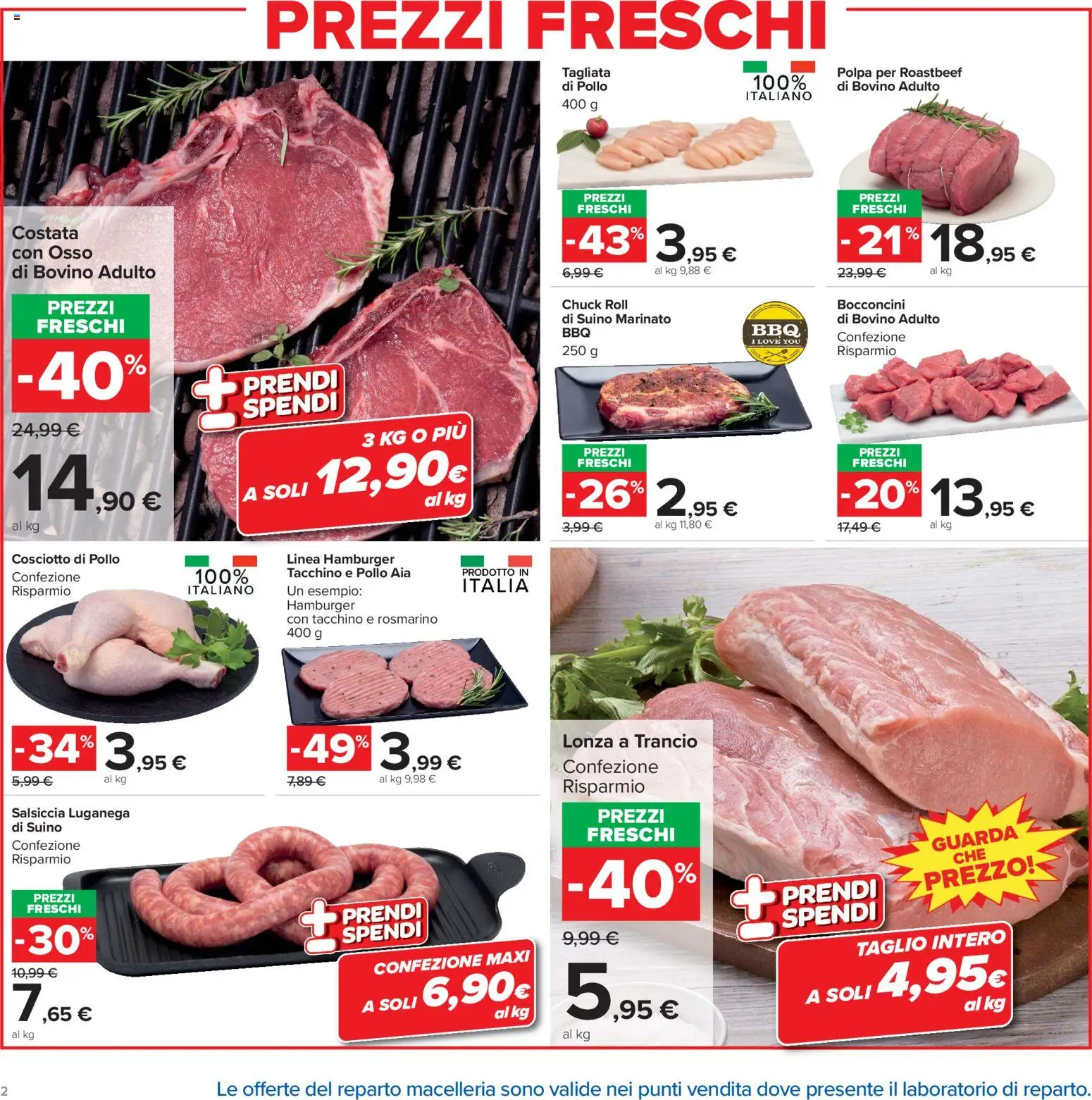 Volantino Carrefour del 23/10/2026 | Pagina: 2 | Prodotti: Bovino, Rosmarino, Taglio, Salsiccia